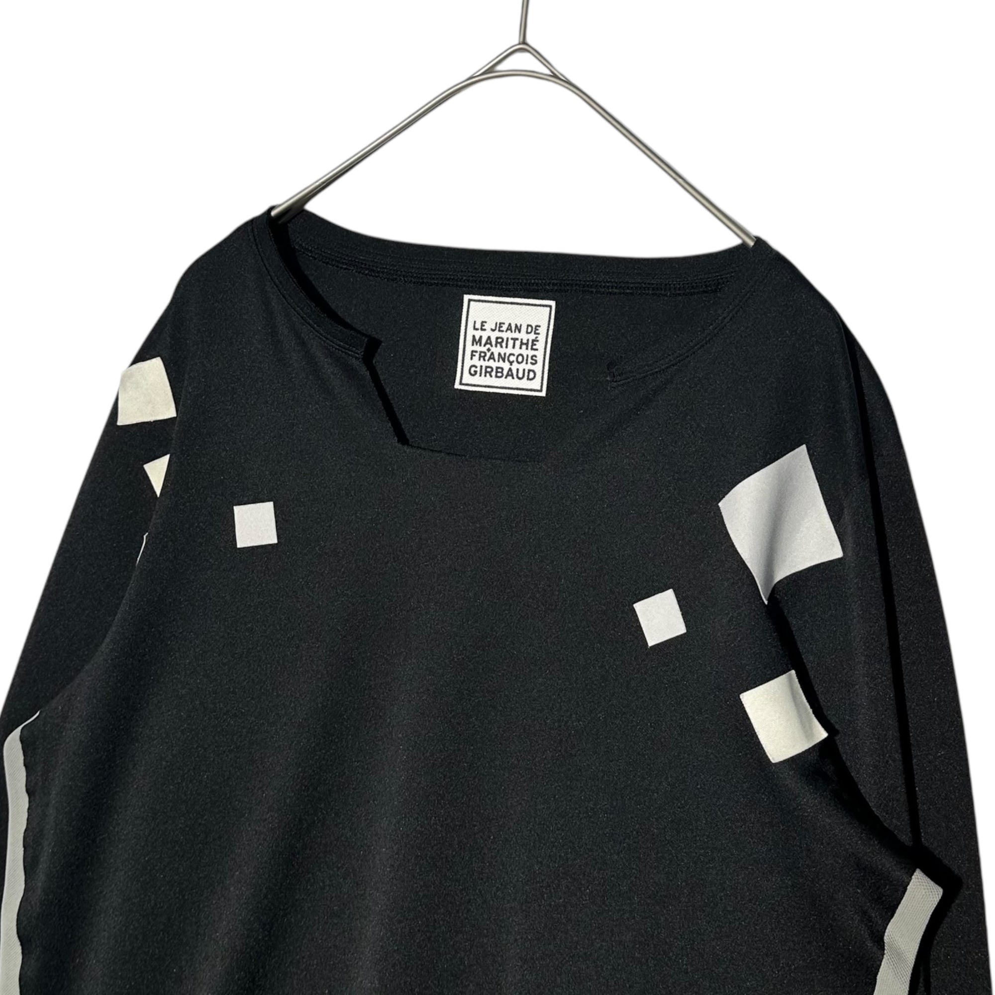 MARITHE FRANCOIS GIRBAUD(マリテフランソワジルボー) 00's Design Neck Long Sleeve Jersey Cut and Sewn 00年代 デザイン ネック 長袖 ジャージィ カットソー M5-6810 M ブラック×グレー