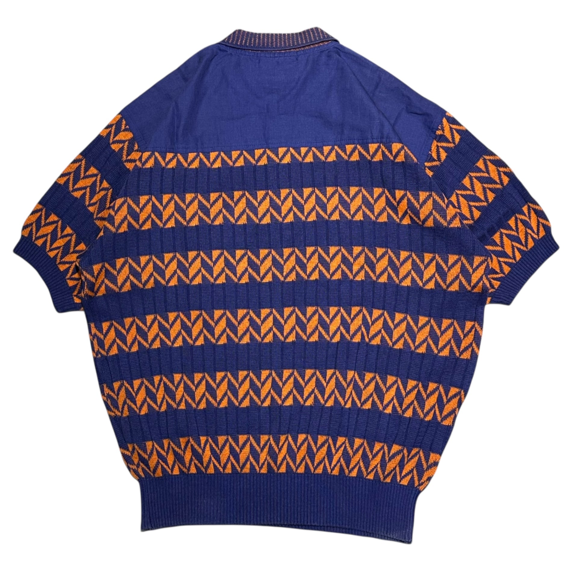 YVES SAINT LAURENT(イヴサンローラン) Knit-Panel Polo Shirt ニット 切替 ポロシャツ M パープル×オレンジ