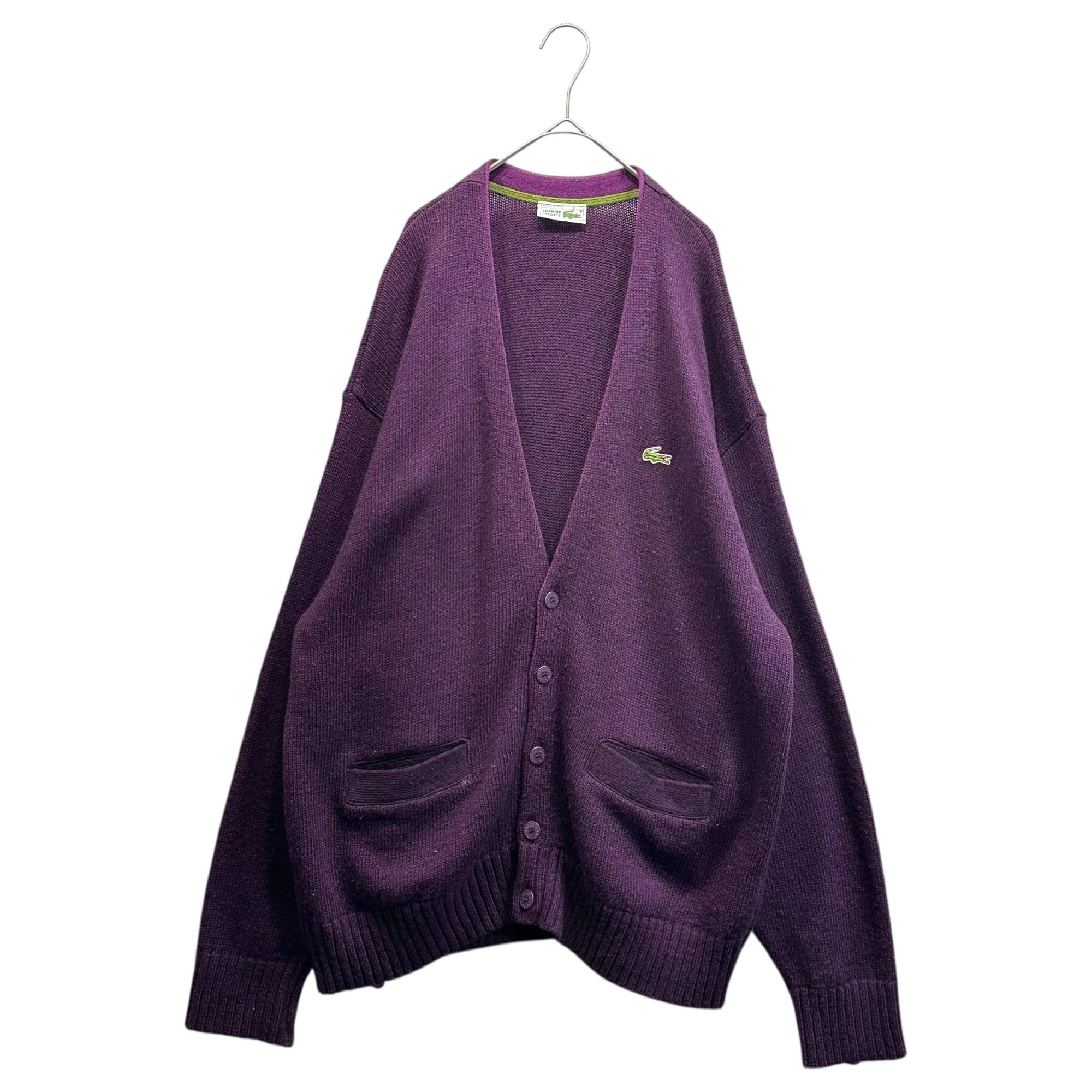 CHEMISE LACOSTE(シェミーズ ラコステ) 70's Wool Long Cardigan 70年代 ウール ロング カーディガン S パープル フランス製
