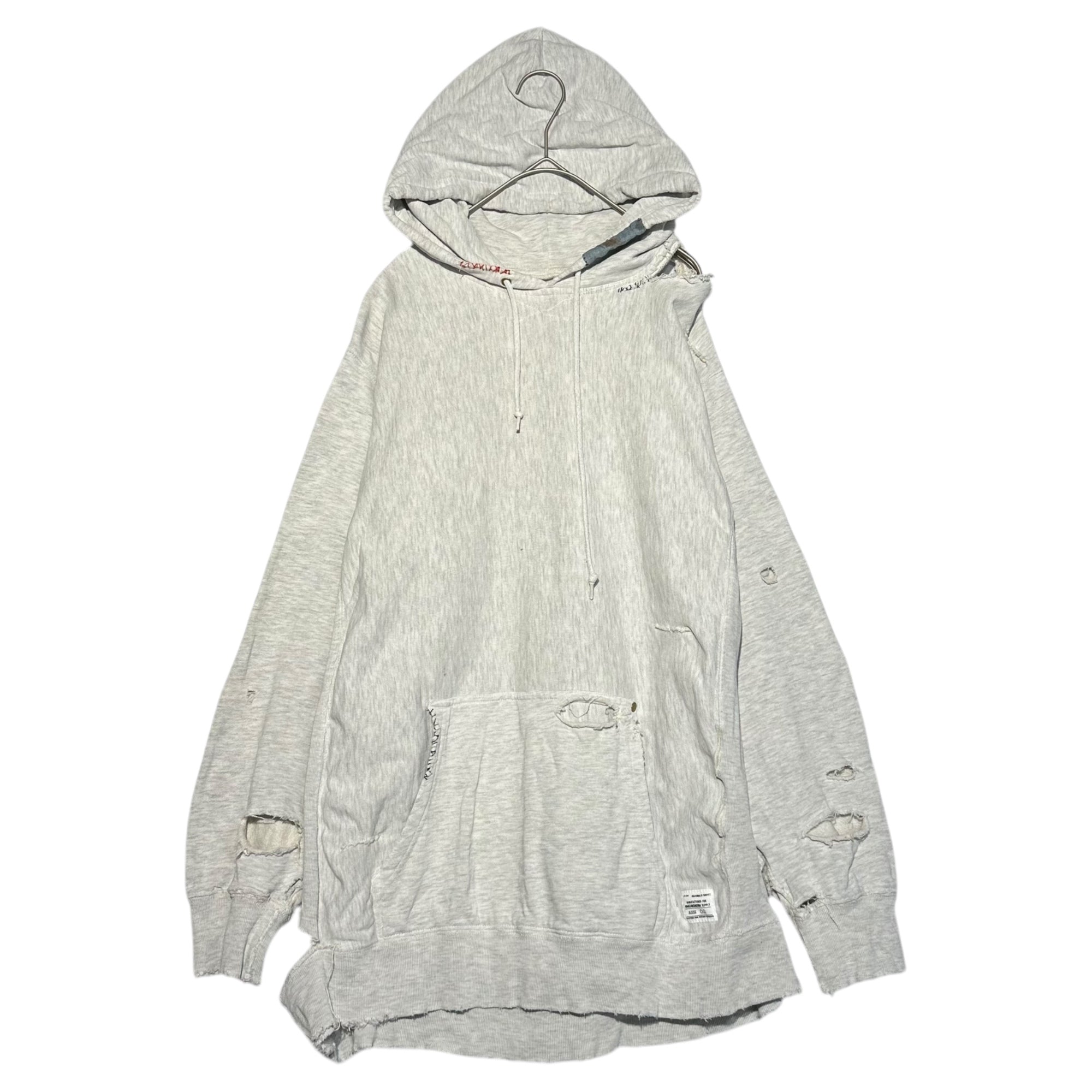 anachronorm(アナクロノーム) Vintage processed remake hoodie ヴィンテージ加工 リメイク フーディ 02 グレー プルオーバー ダメージ加工