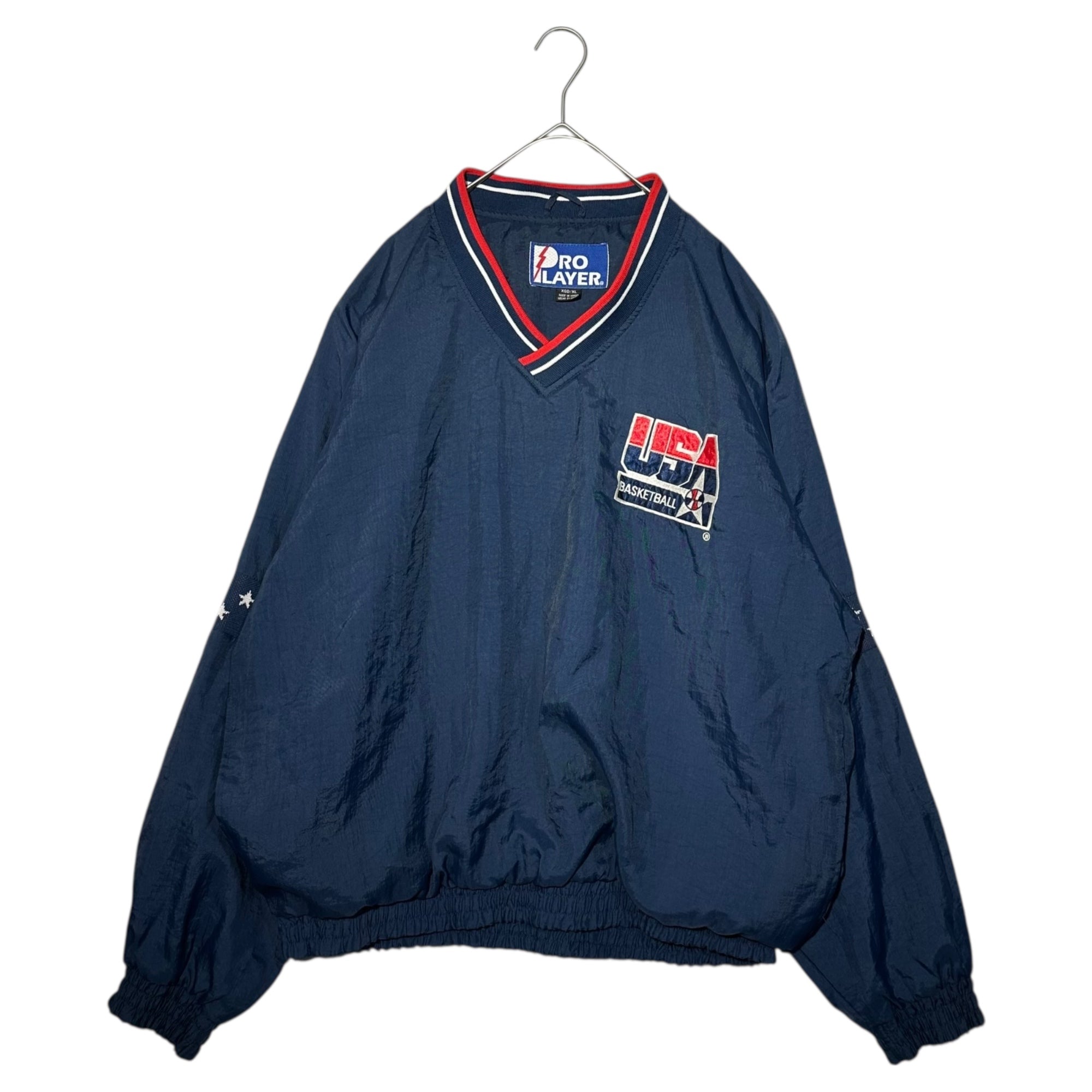 PRO PLAYER(プロプレイヤー) 90's ”NBA USA DREAM TEAM” V-neck nylon pullover アメリカ ドリームチーム Vネック ナイロン プルオーバー ジャケット XL ネイビー 90年代 ヴィンテージ バスケットボール