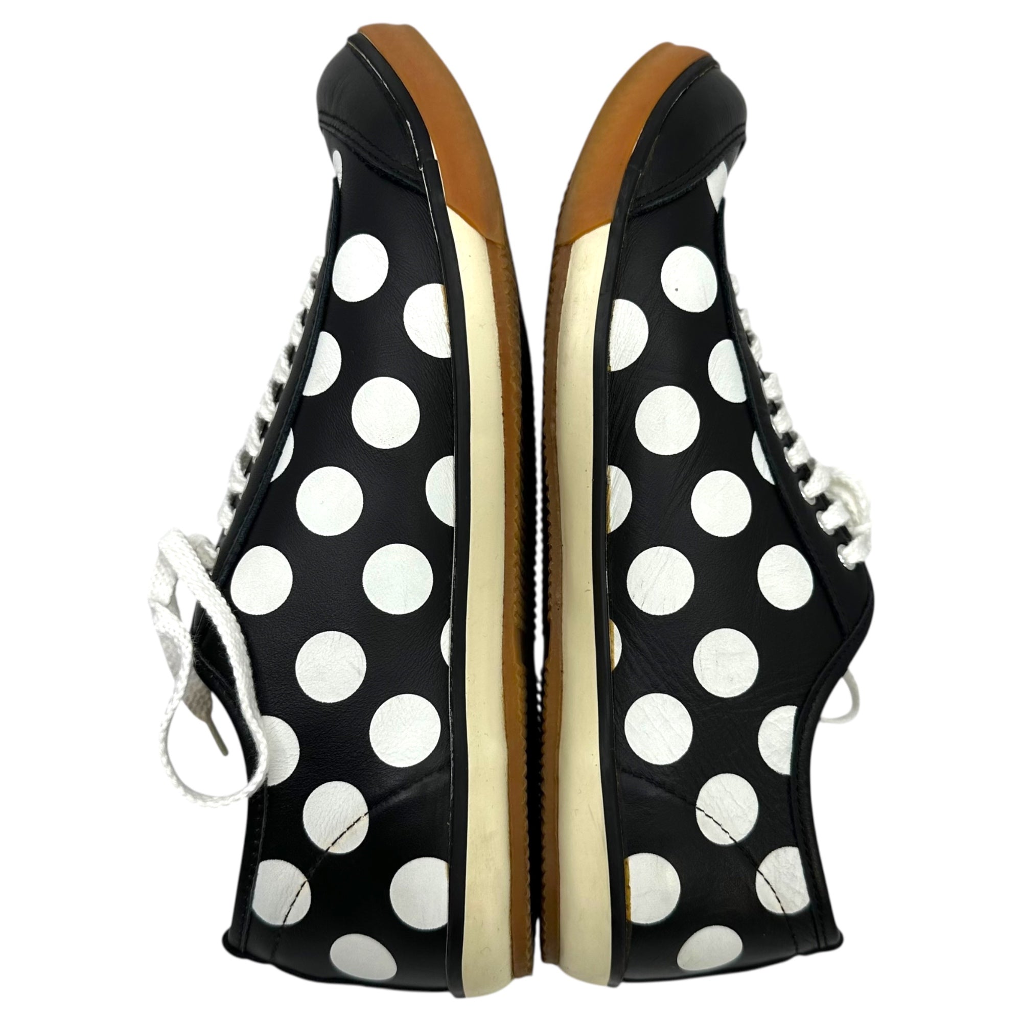 sunao kuwahara(スナオクワハラ) Leather sneakers with dot pattern ドット柄 レザー スニーカー SK83AJ901 L(25.5~26cm程度) ブラック×ホワイト
