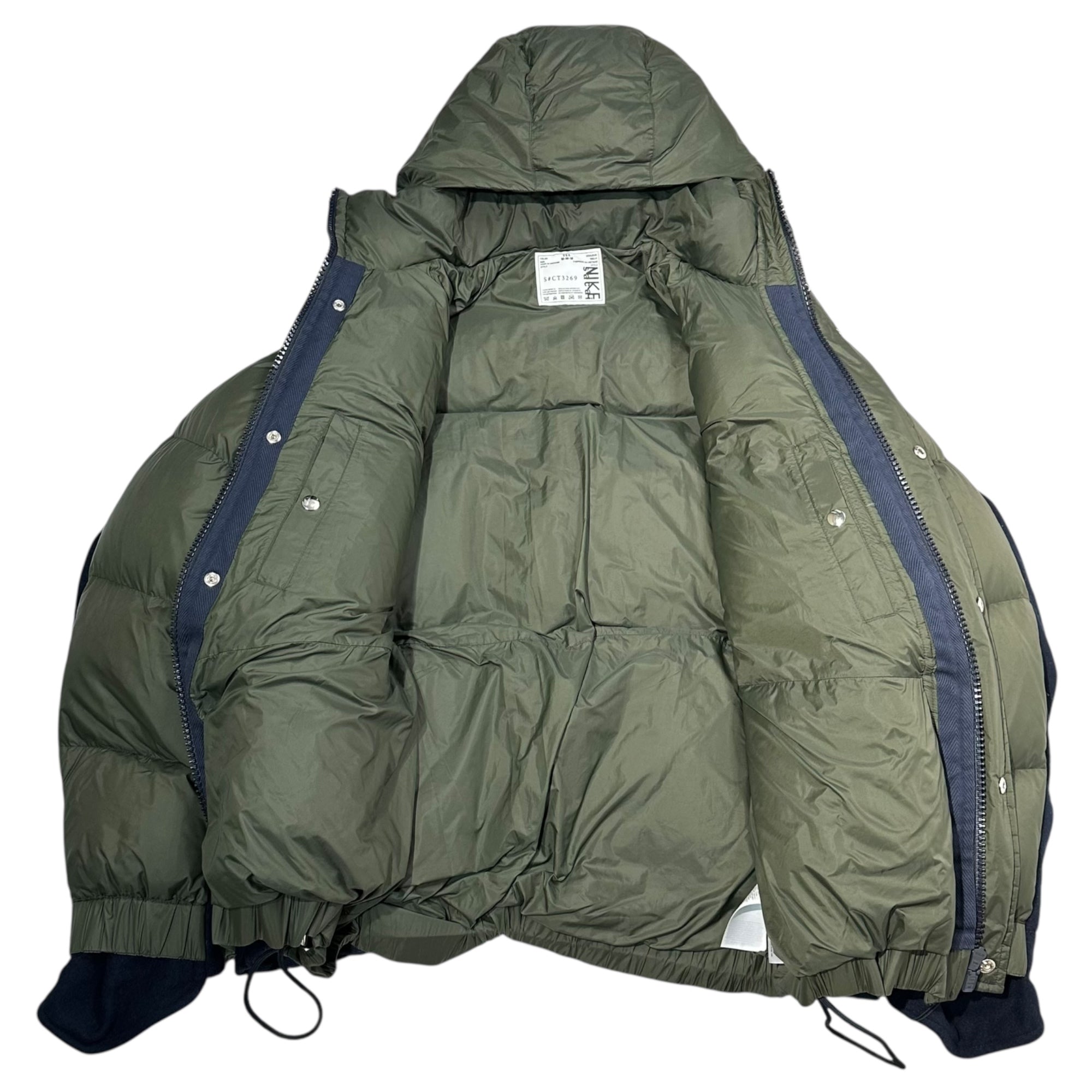 sacai×NIKE(サカイ×ナイキ) NRG PARKA DOWN JACKET エヌアールジー パーカー コラボ ダウン ジャケット CT3269-355 M カーキ×ネイビー
