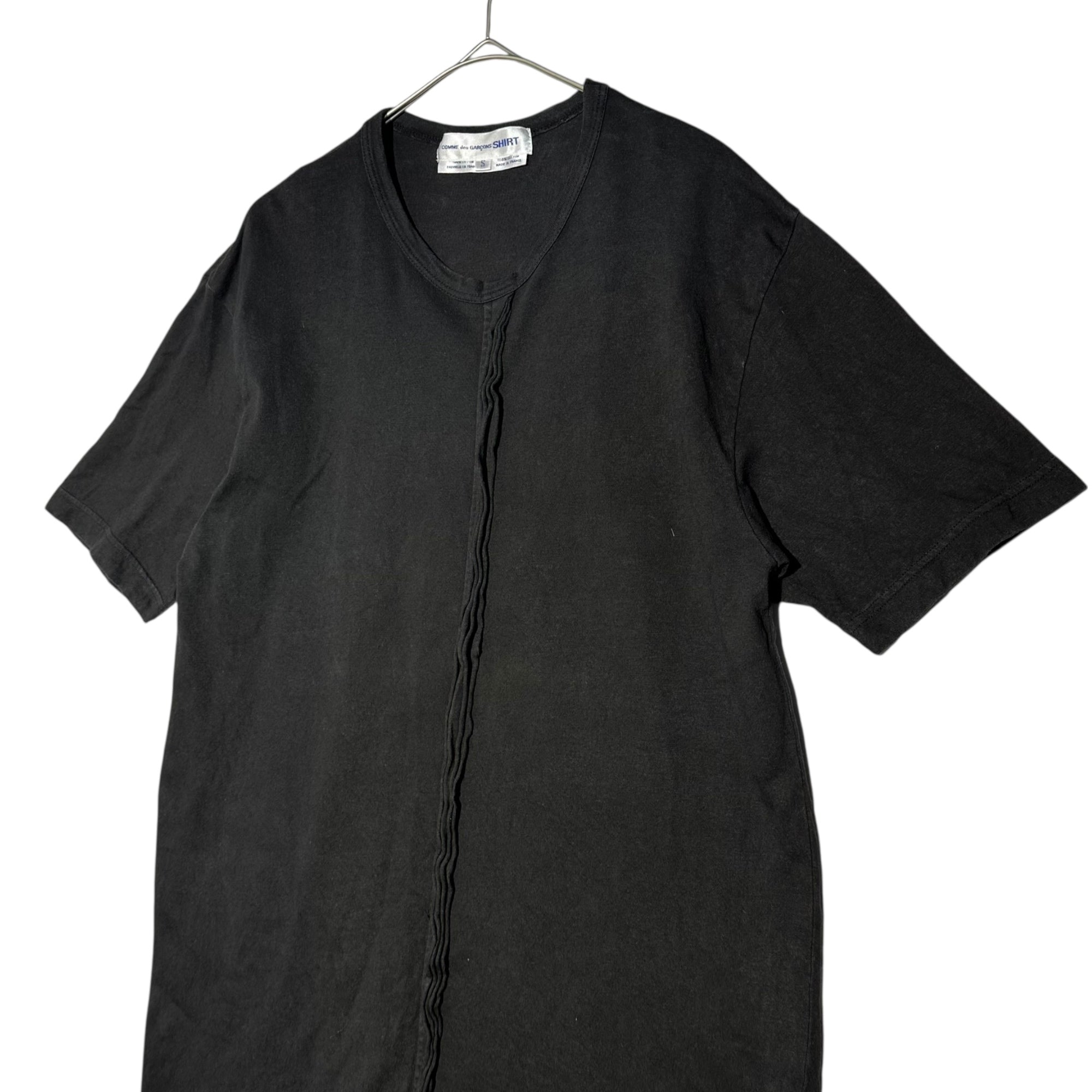 COMME des GARCONS SHIRT(コムデギャルソンシャツ) 90's Center Pleats Crew Neck T-Shirt 90年代 センター プリーツ クルーネック Tシャツ S ブラック