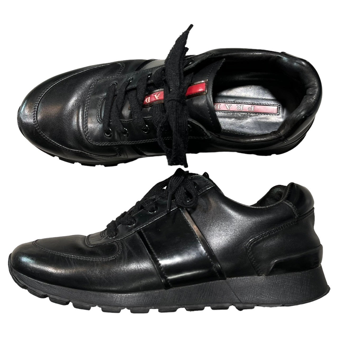 PRADA SPORT(プラダスポーツ) 00's centerline logo sneakers センター ライン ロゴ スニーカー 2718 6(25.5cm程度) ブラック テック