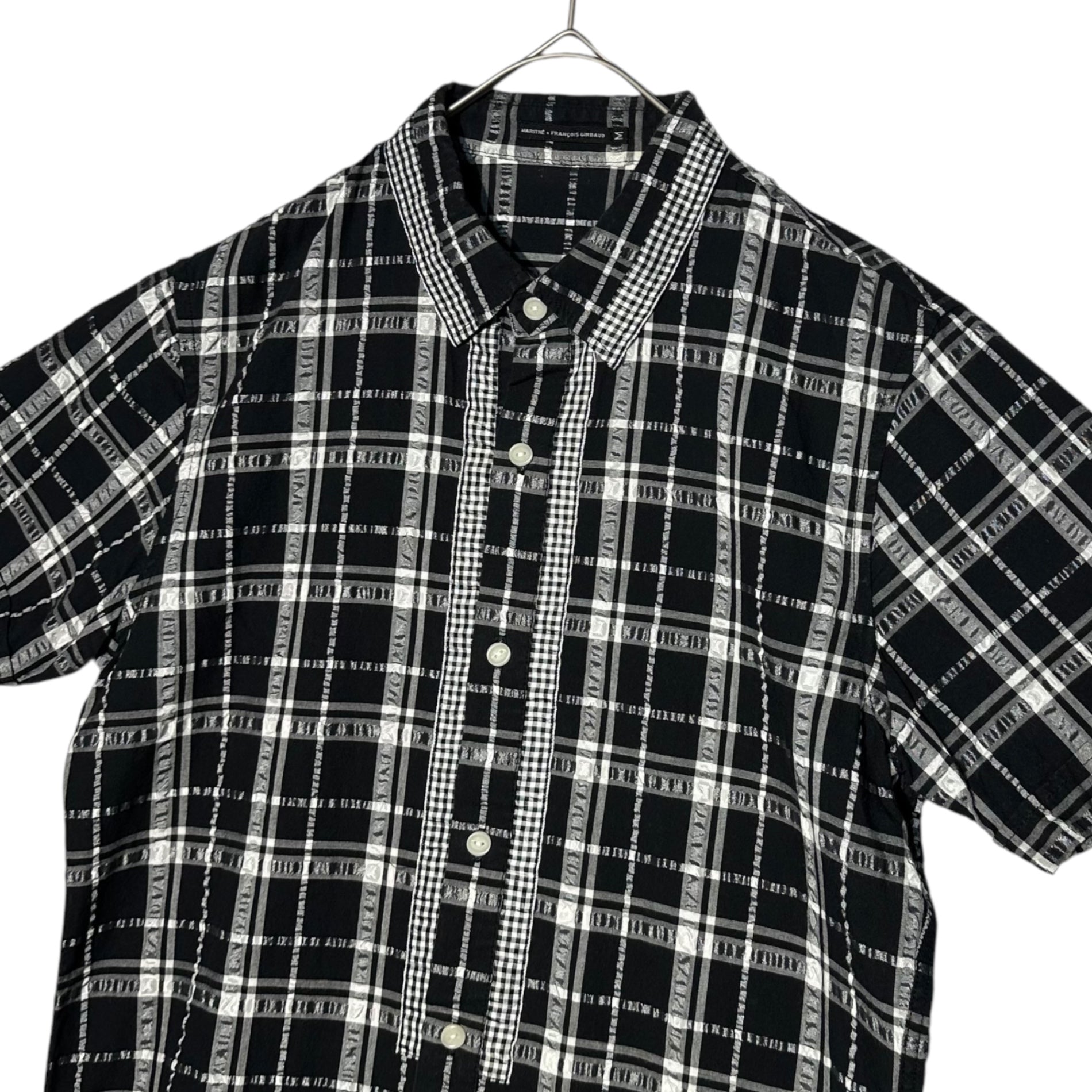 MARITHE FRANCOIS GIRBAUD(マリテフランソワジルボー) 00's Press Check Short Sleeve Shirt 00年代 プレス チェック 半袖 シャツ M6-5351 M ブラック×ホワイト