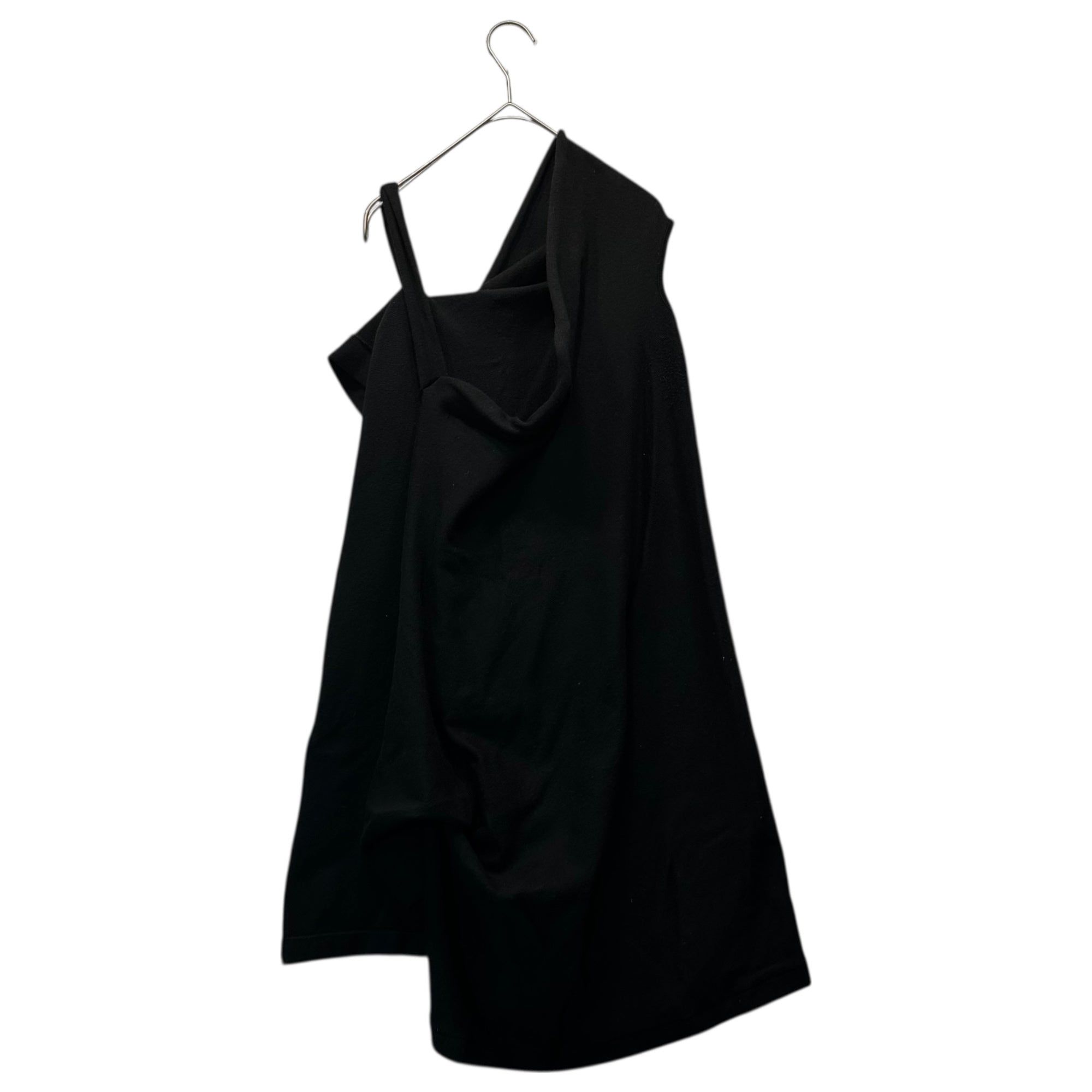 YOHJI YAMAMOTO(ヨウジヤマモト) 98AW Asymmetrical Deformed Knit Sleeveless Dress アシンメトリー 変形 ニット ノースリーブ ワンピース FY-B18-961 S ブラック 90's 90年代 ヴィンテージ