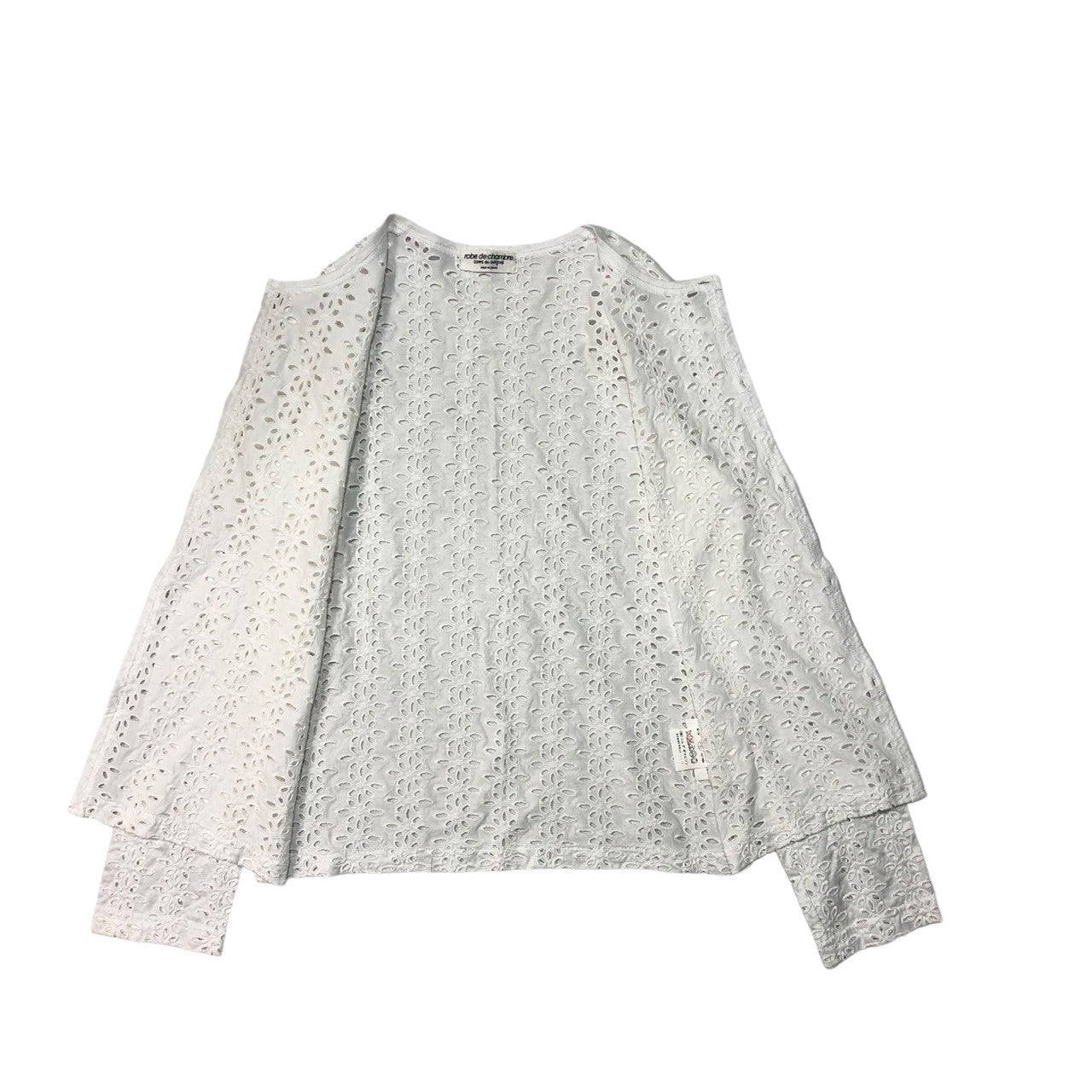 robe de chambre COMME des GARCONS(ローブドシャンブルコムデギャルソン) 90'sフラワーカットワークコットンカーディガン/本人期/川久保玲 RT-100210 SIZE FREE ホワイト AD1998