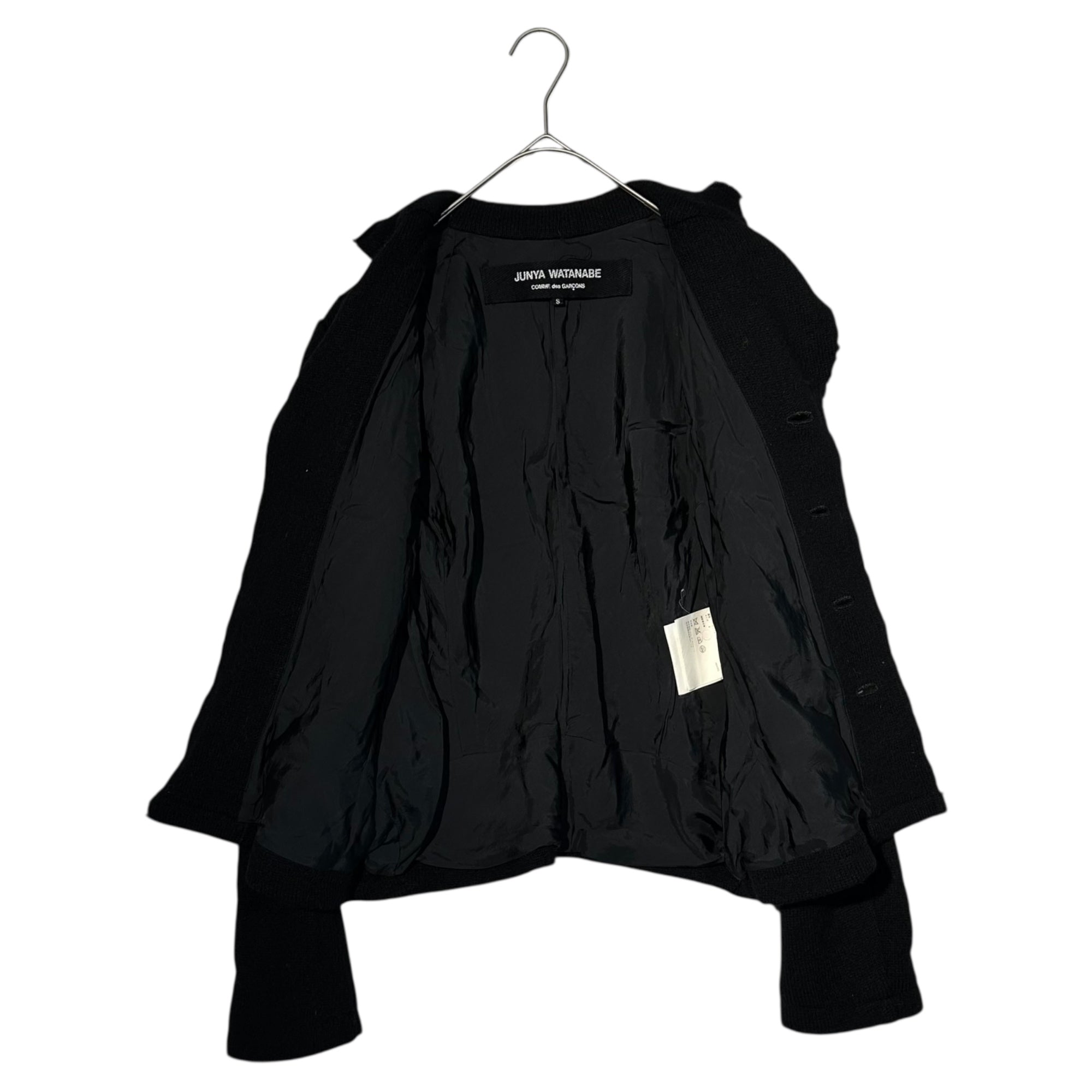COMME des GARCONS JUNYA WATANABE(コムデギャルソンジュンヤワタナベ) 05AW Wool Knit 4 Button Jacket ウール ニット 4ボタン ジャケット JP-J054 S ブラック AD2005