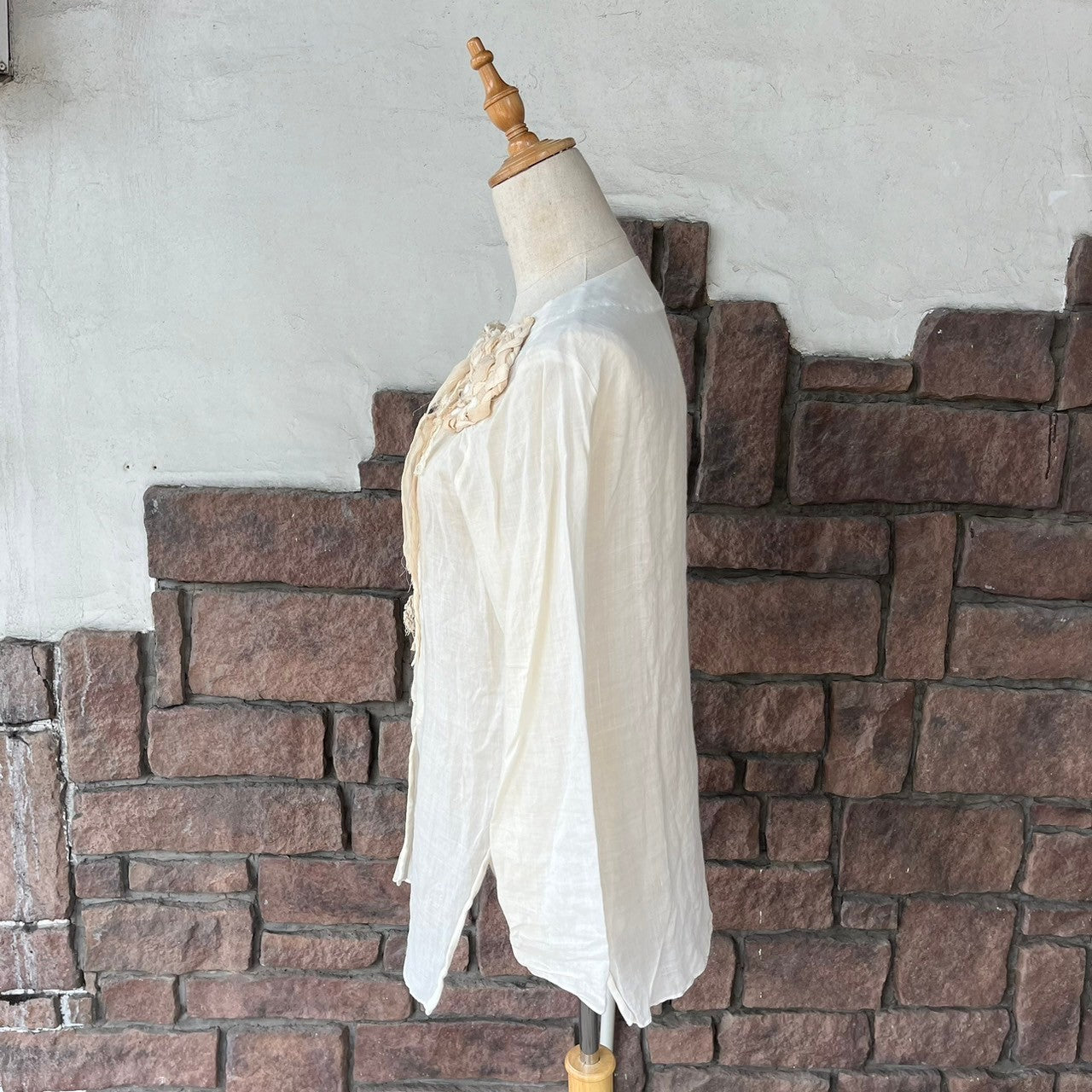 VINTAGE(ヴィンテージ) 80's lace decoration blouse cut and sew レース装飾ブラウスカットソー S アイボリー MAX STUDIO製