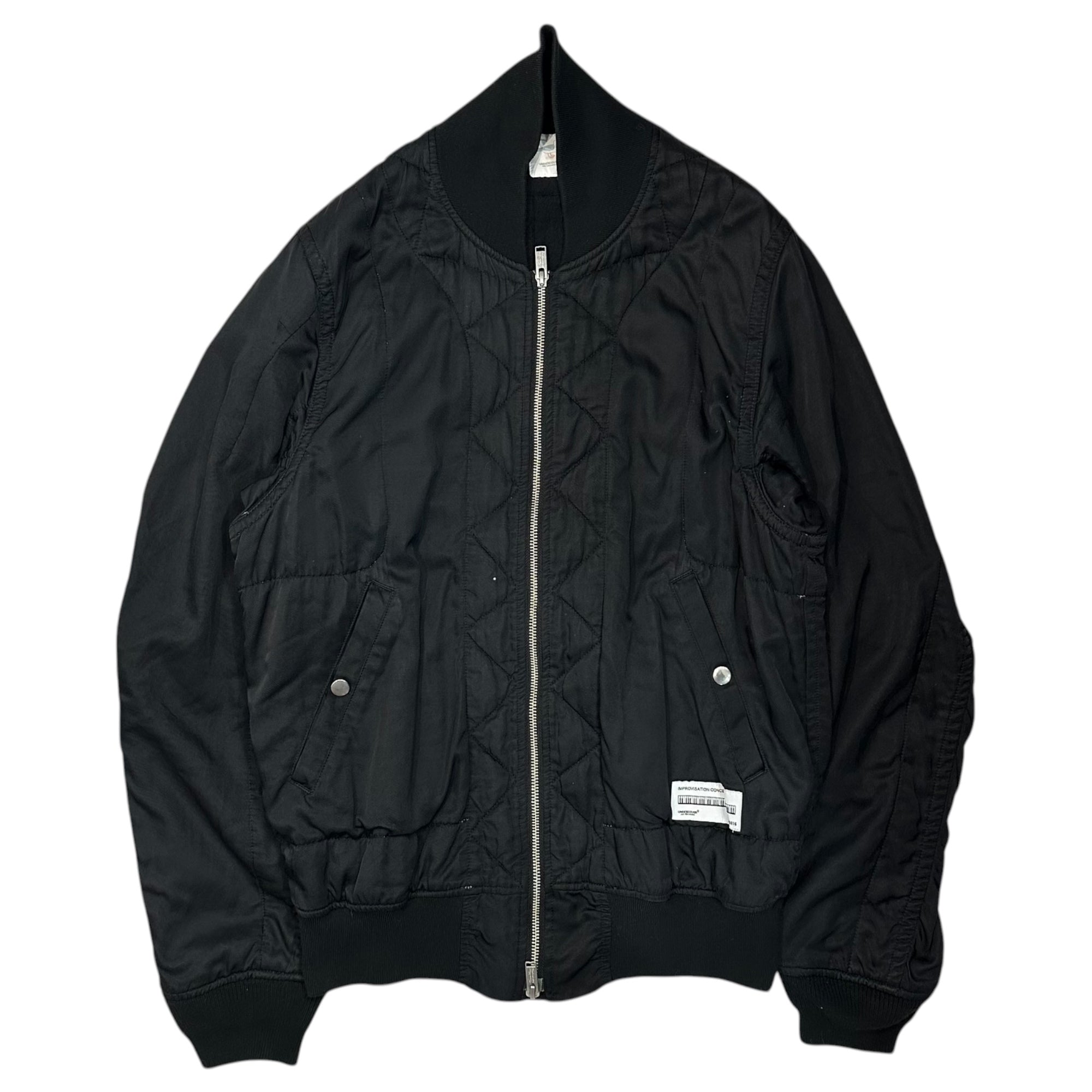 UNDERCOVER(アンダーカバー) 17SS MA-1 R/C Twill フライト ジャケット レーヨン コットン ツイル 裏縮絨 UCS4201-2 1 ブラック ボンバー ピアノプリント