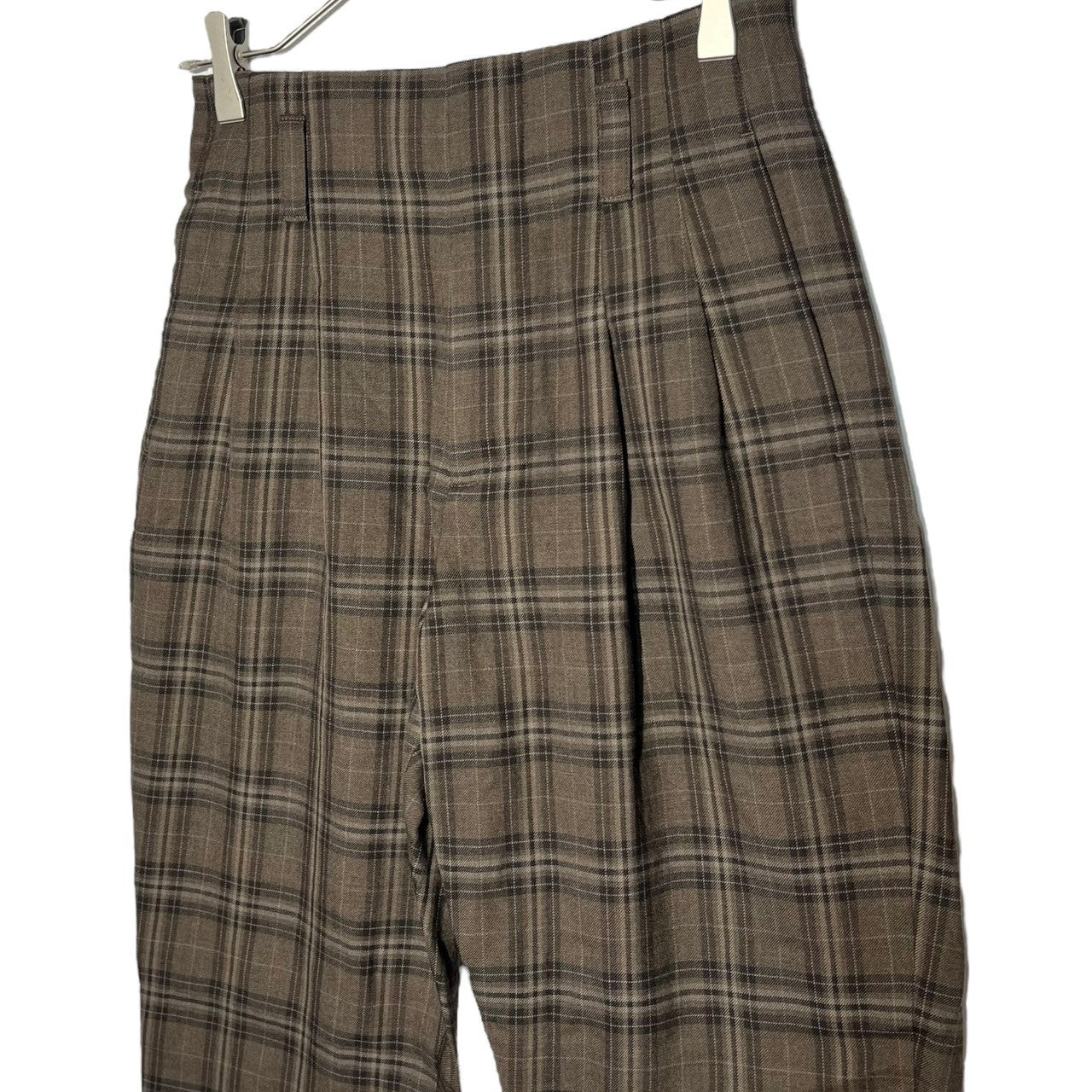 MARGARET HOWELL(マーガレットハウエル) 21AW TONAL CHECK WOOL SLACKS トーンチェック ウール スラックス 578-1243003 1(S) ブラウン 参考定価57,200円(税込)