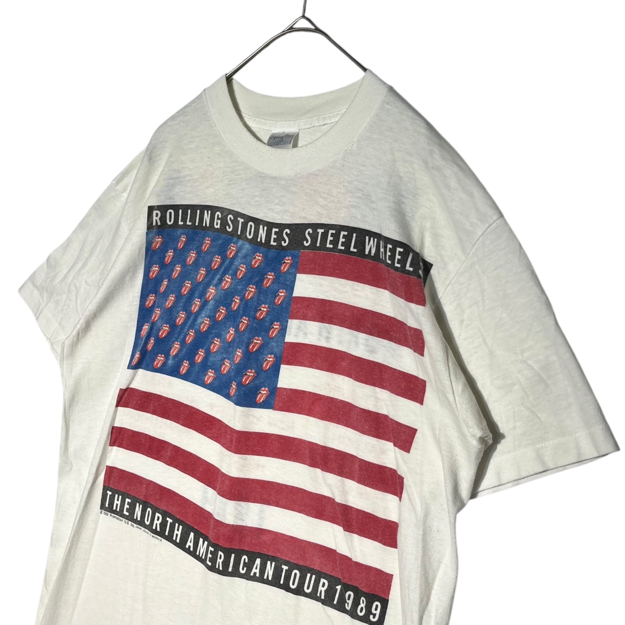 VINTAGE(ヴィンテージ) THE ROLLING STONES Steel Wheels North American Tour 1989 Tee ザローリングストーンズ ス ティール・ホイールズ北米ツアー Tシャツ 80年代 L ホワイト Spring Fordボディ シングルステッチ