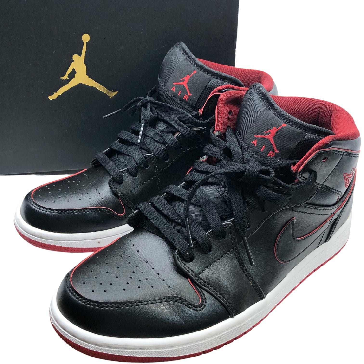 NIKE(ナイキ) AIR JORDAN 1 MID エア ジョーダン 1 ミッド 554724-028 8(26cm) ブラック×レッド