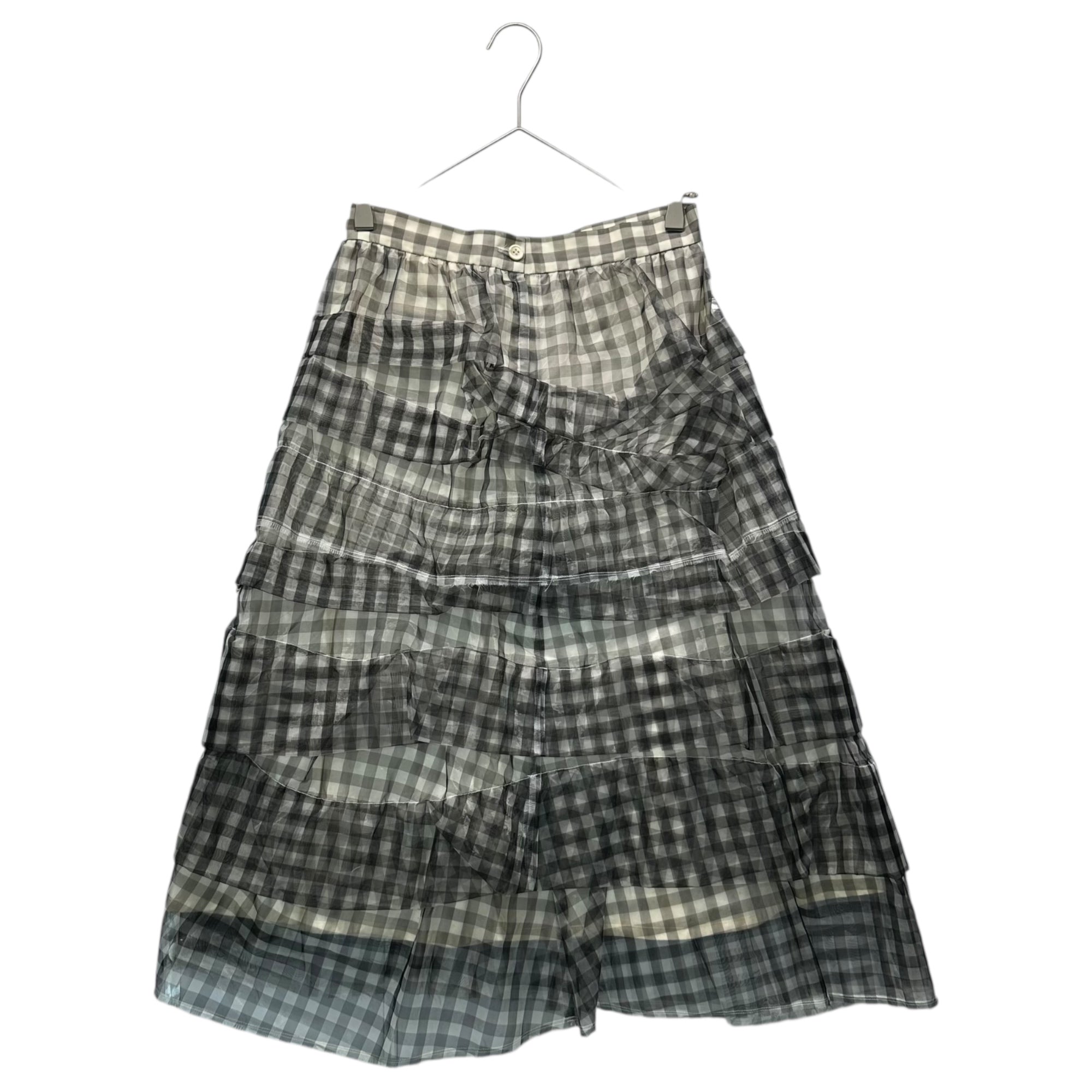 tricot COMME des GARCONS(トリココムデギャルソン) 07SS Gingham Check Sheer Nylon Layered Skirt ギンガムチェック シアー ナイロン レイヤード スカート TS-S033 M ホワイト×ブラック AD2006