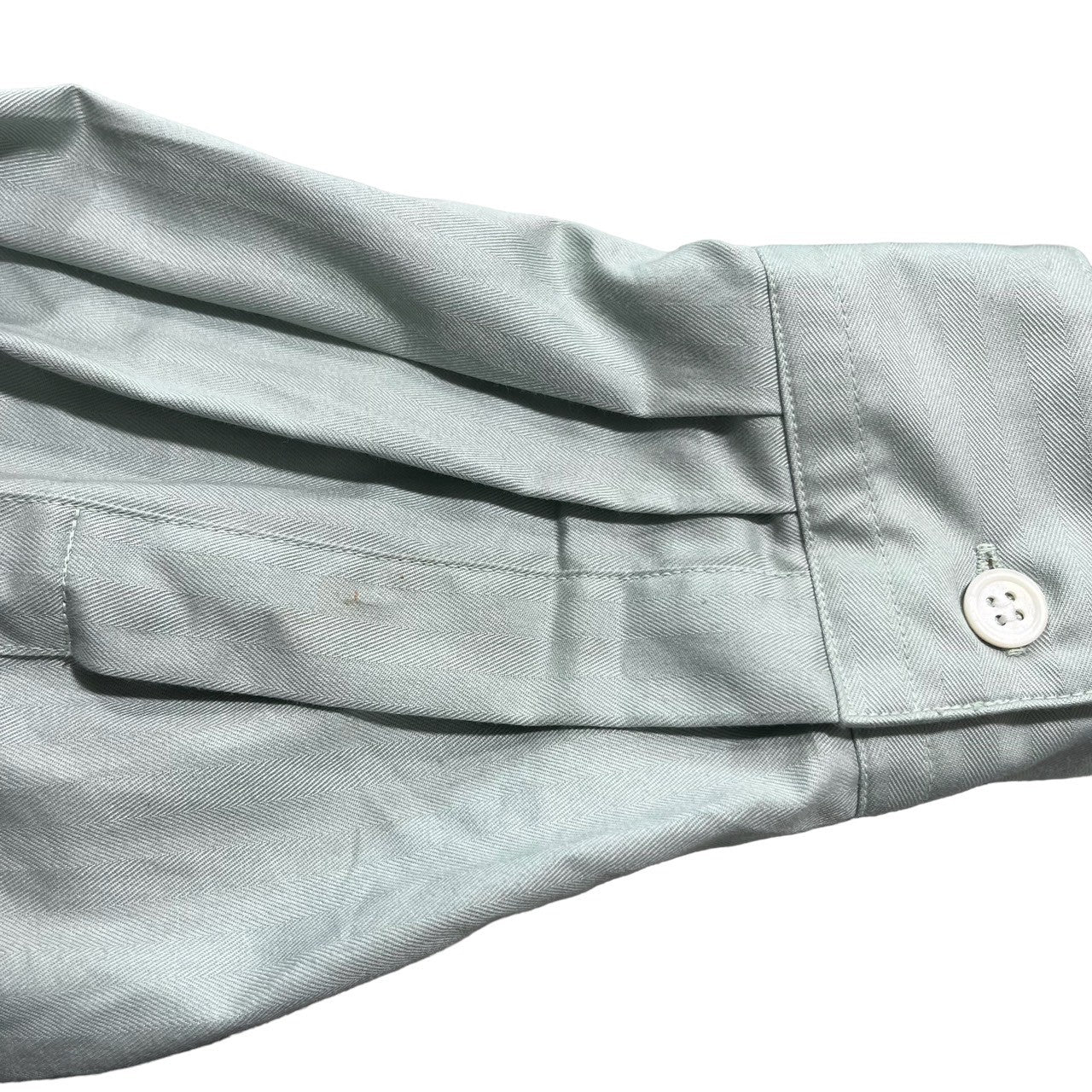 MIYAKE DESIGN STUDIO(ミヤケデザインスタジオ) 80's ~ 90's Flap Pocket Herringbone B/D Shirt フラップ ポケット ヘリンボーン ボタン ダウン シャツ ハミルトン社製 I61208-C M ライトグリーン 80年代~90年代 イッセイミヤケ