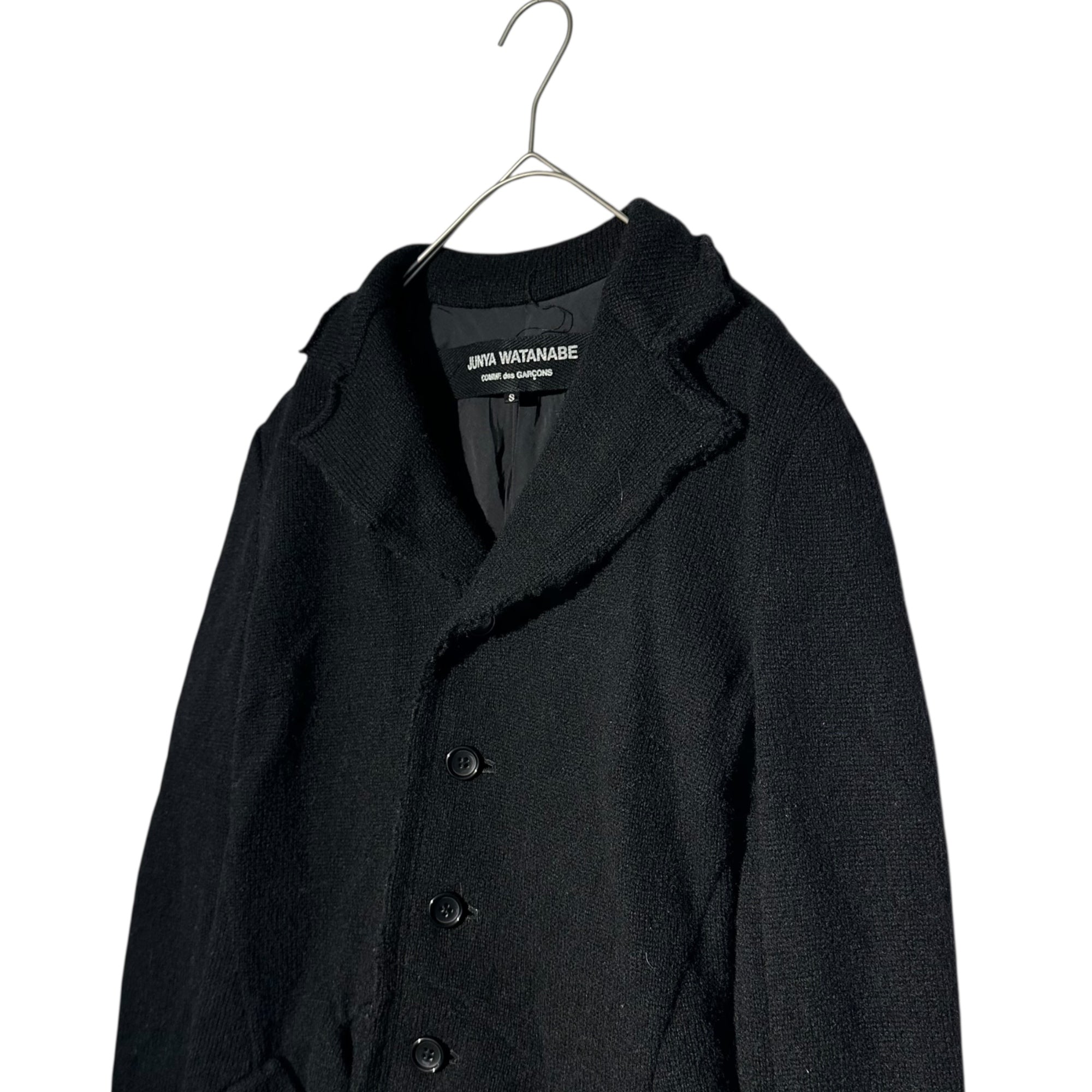 COMME des GARCONS JUNYA WATANABE(コムデギャルソンジュンヤワタナベ) 05AW Wool Knit 4 Button Jacket ウール ニット 4ボタン ジャケット JP-J054 S ブラック AD2005