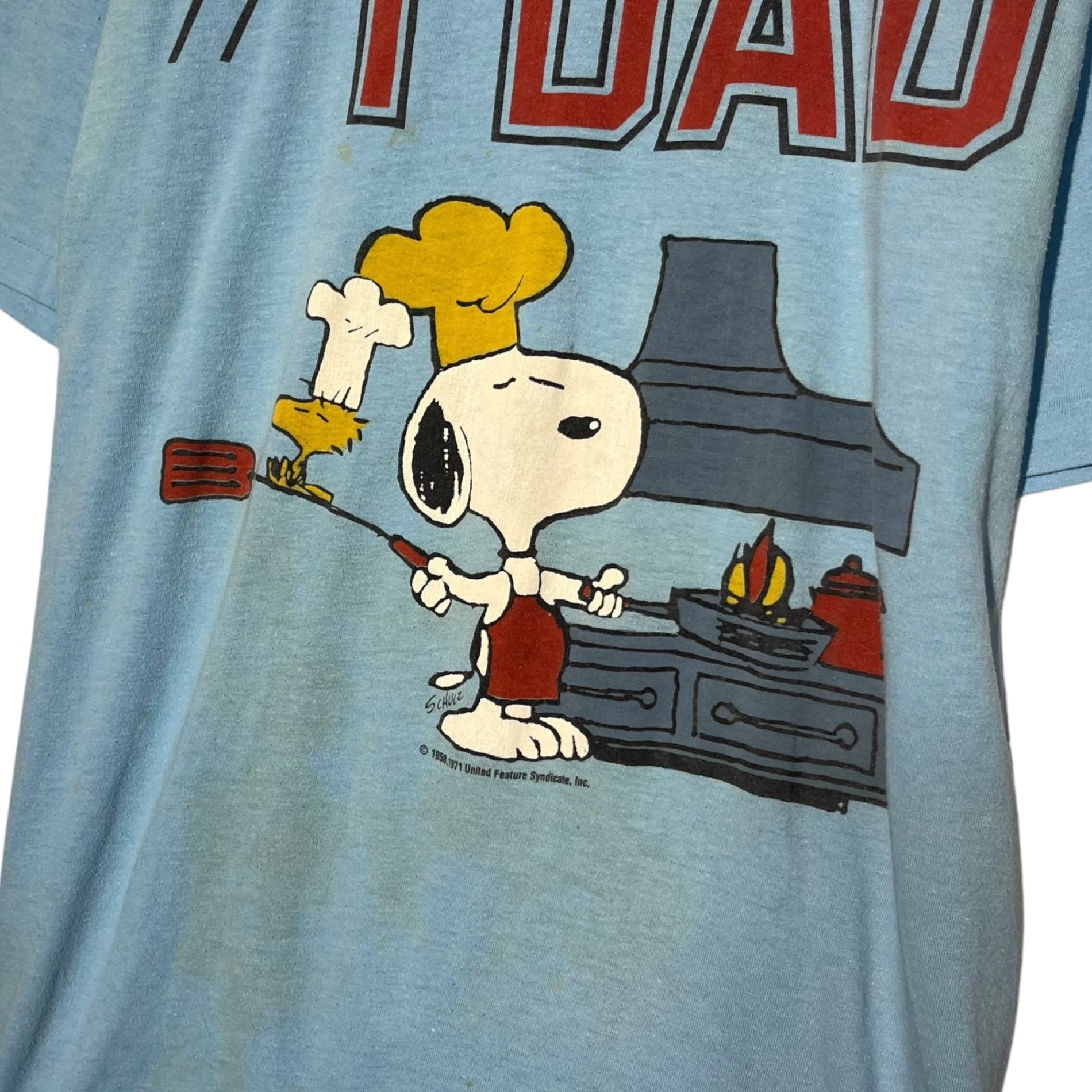 VINTAGE(ヴィンテージ) 70's 1971 SNOOPY #1DAD T-SHIR スヌーピー Tシャツ 70年代 L ライトブルー ARTEXボディ
