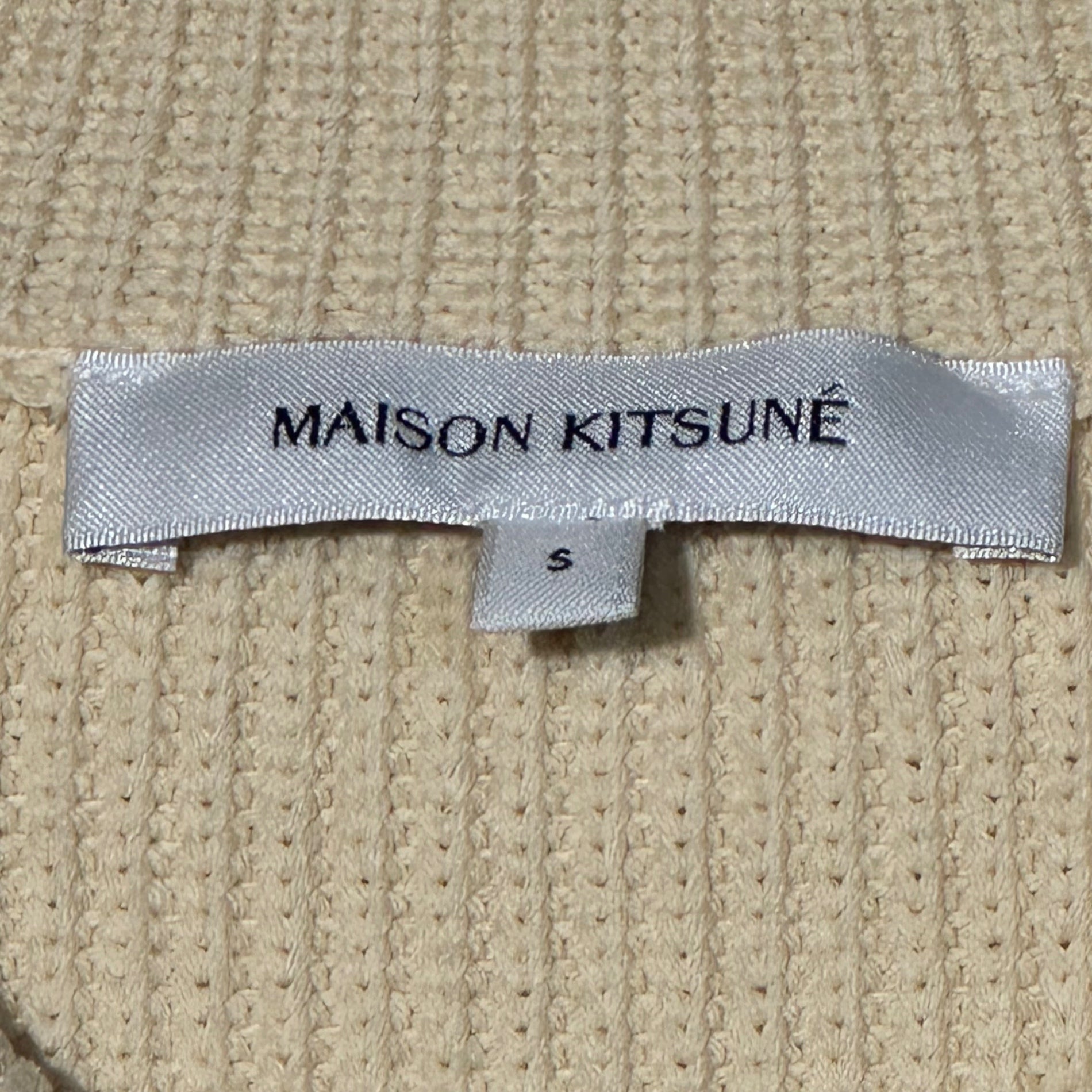 Maison Kitsune(メゾンキツネ) Foxhead C/N Crew Neck Knit フォックスヘッド コットン ナイロン クルーネック ニット MW00806KT1098 S アイボリー