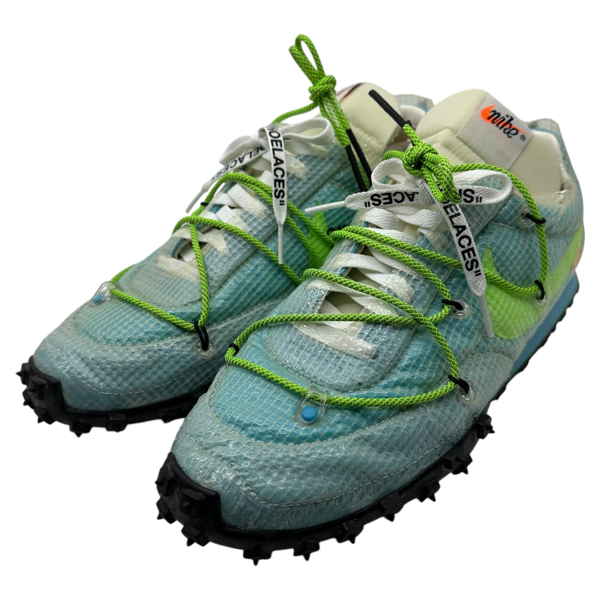 NIKE×Off-White (ナイキ×オフホワイト) Women's Waffle Racer "Vivid Sky" ワッフル レーサー CD8180-400 28.5cm ブルー×グリーン ローカット スニーカー