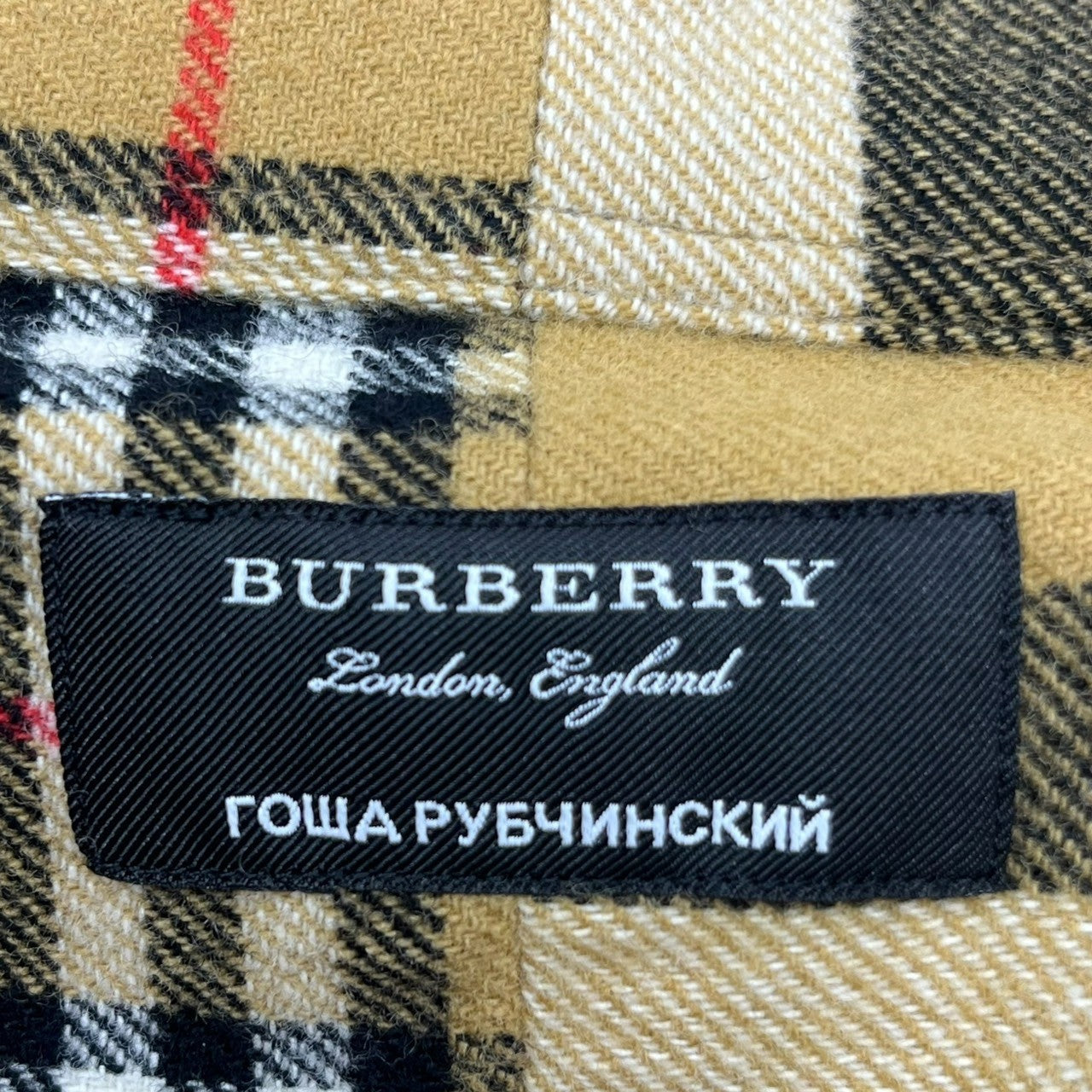 Gosha Rubchinskiy × BURBERRY(ゴーシャラブチンスキー × バーバリー) 2018 Nova check switching oversize flannel shirt ノバチェック 切替 オーバーサイズ ネル シャツ 10.770.518/0001-68 L ベージュ 稀少品