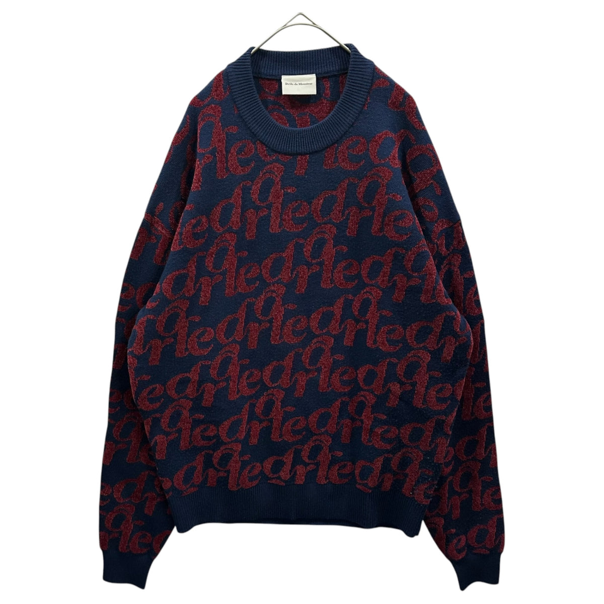 Drole de Monsieur(ドロールドムッシュ) Graphic Message Knitwear メッセージ グラフィック ニット C-P0130-W0021 M ネイビー×ボルドー