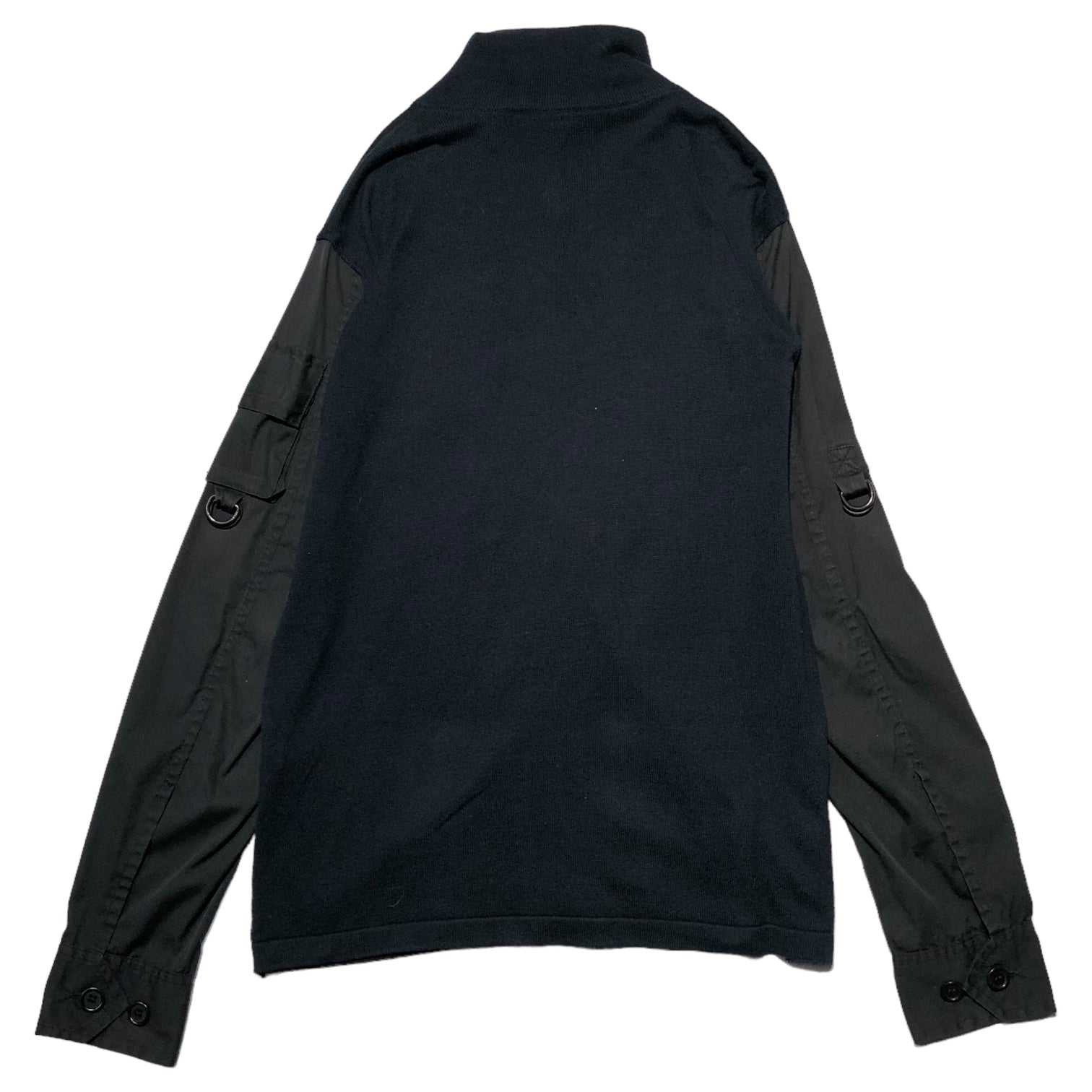 PRADA SPORT(プラダスポーツ) 00’s 2 pocket shirt sleeve driver's knit 2 ポケット シャツ スリーブ ドライバーズ ニット 46(M程度) ネイビー×ブラック アーカイブ