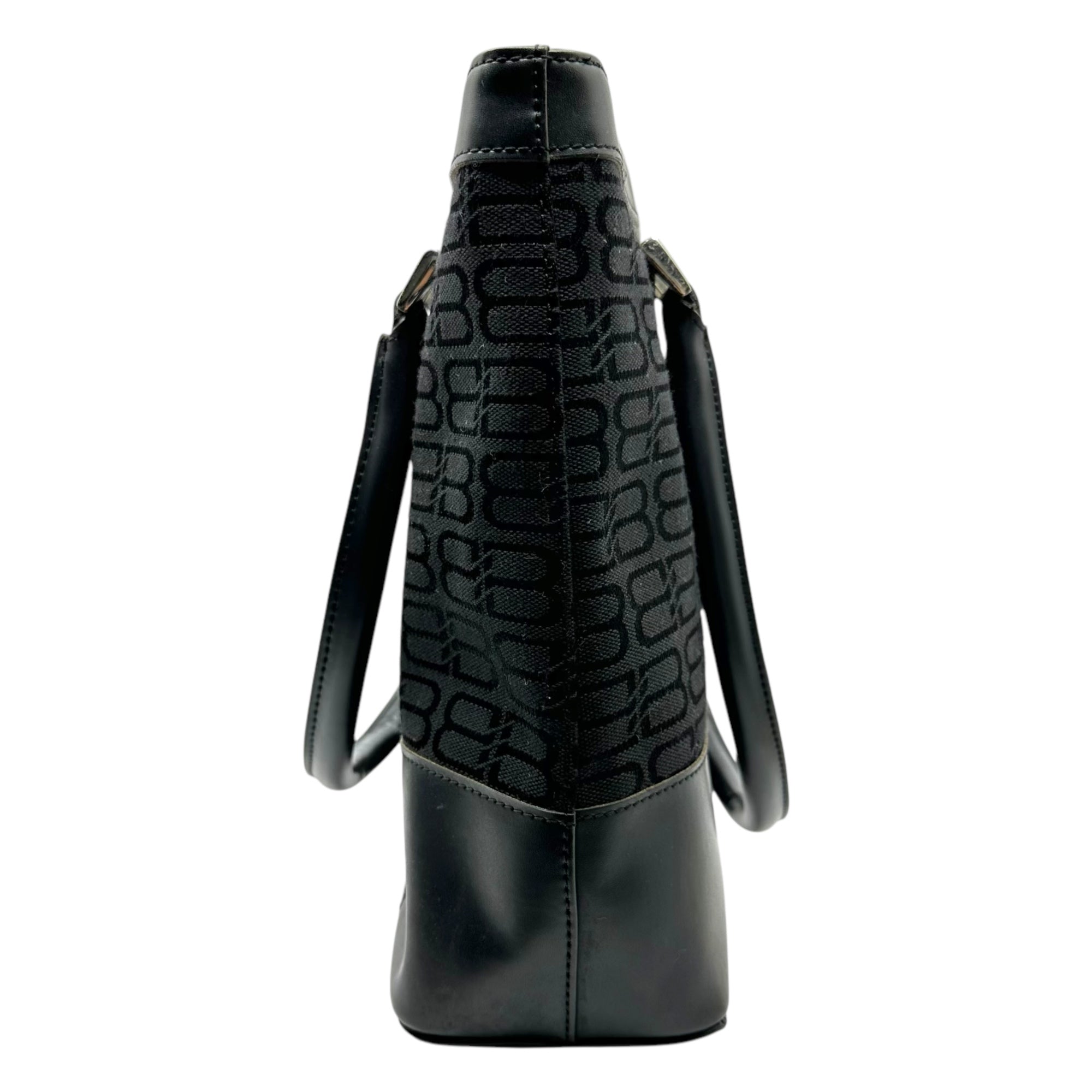 BALENCIAGA(バレンシアガ) Monogram canvas leather tote bag モノグラム キャンバス レザー 切替 トート バッグ ブラック ハンド 肩掛け