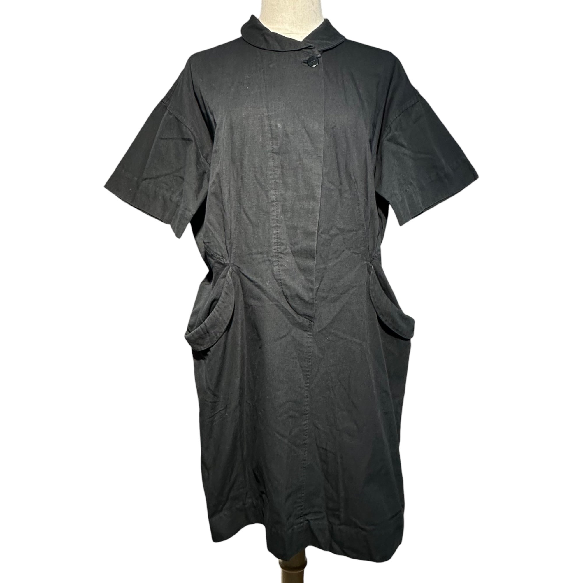 Y's(ワイズ) 70's Cotton 2 Pocket Pullover Shirt Dress コットン 2ポケット プルオーバー シャツ ワンピース FREE ブラック 70年代 ヴィンテージ アーカイブ