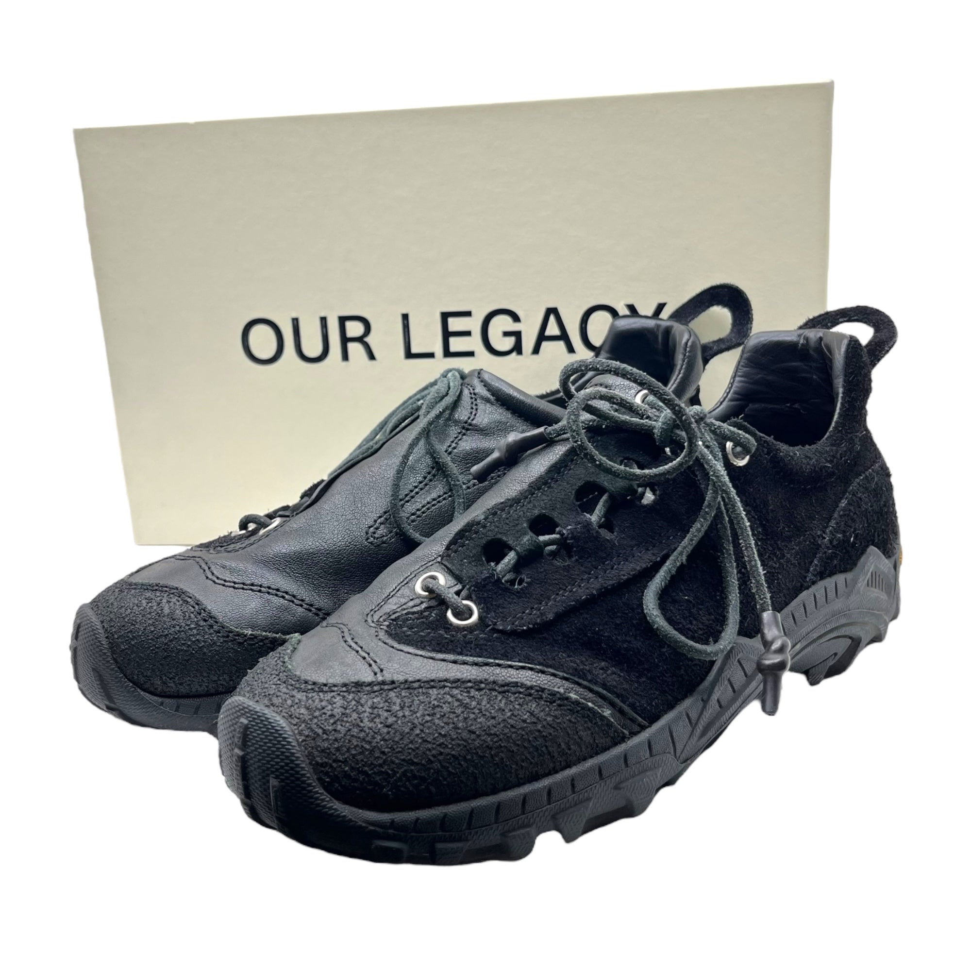 OUR LEGACY(アワーレガシー) GABE STEALTH-BLACK ゲイブ ローカット スニーカー A4237GSB 40 ブラック Vibram 箱付 スウェード レザー