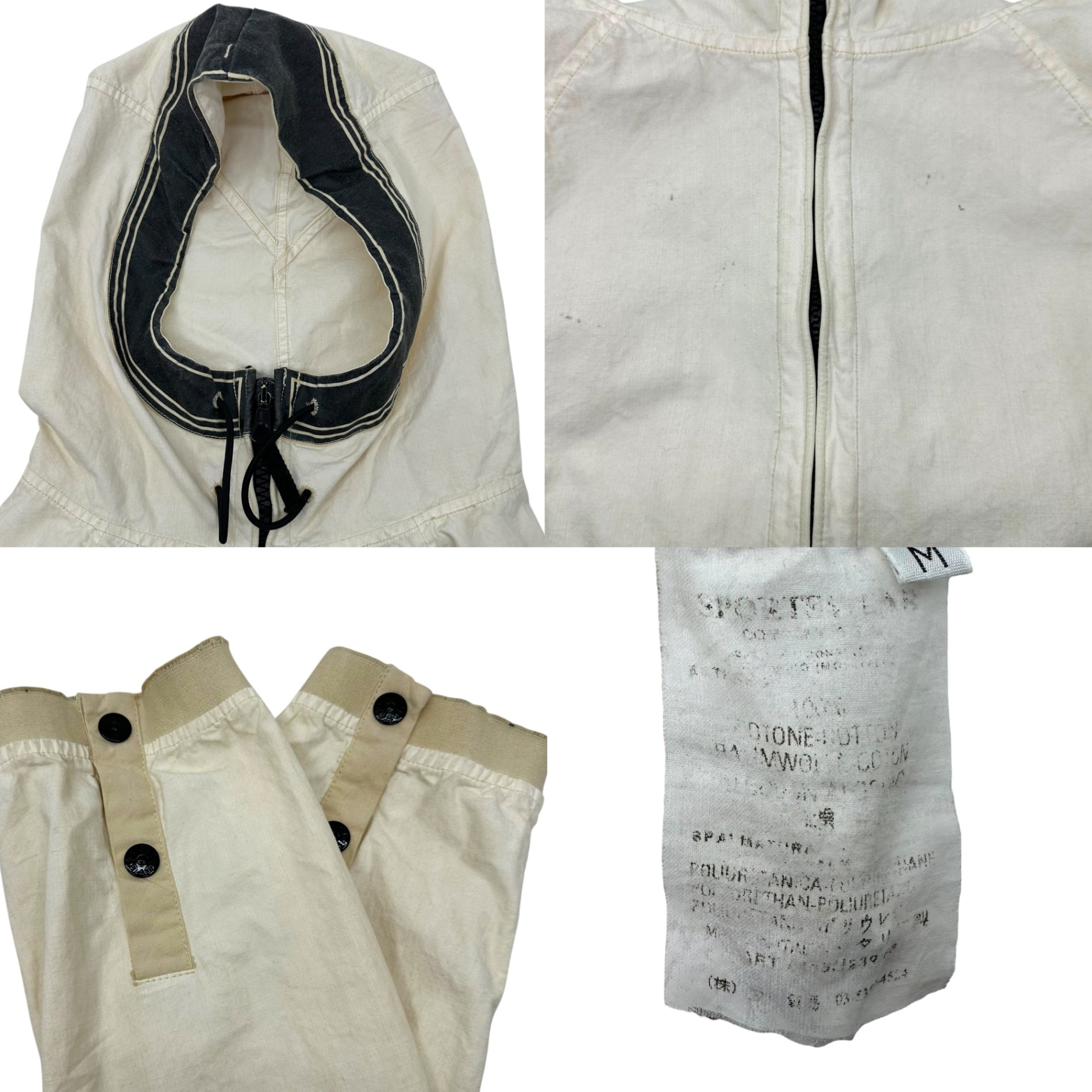 STONE ISLAND(ストーンアイランド) 06SS Cotton Hooded Gimmick Pocket Jacket コットン フーデッド ギミック ポケット ジャケット 4415M239 M アイボリー×ブラック 00's マウンテンパーカー