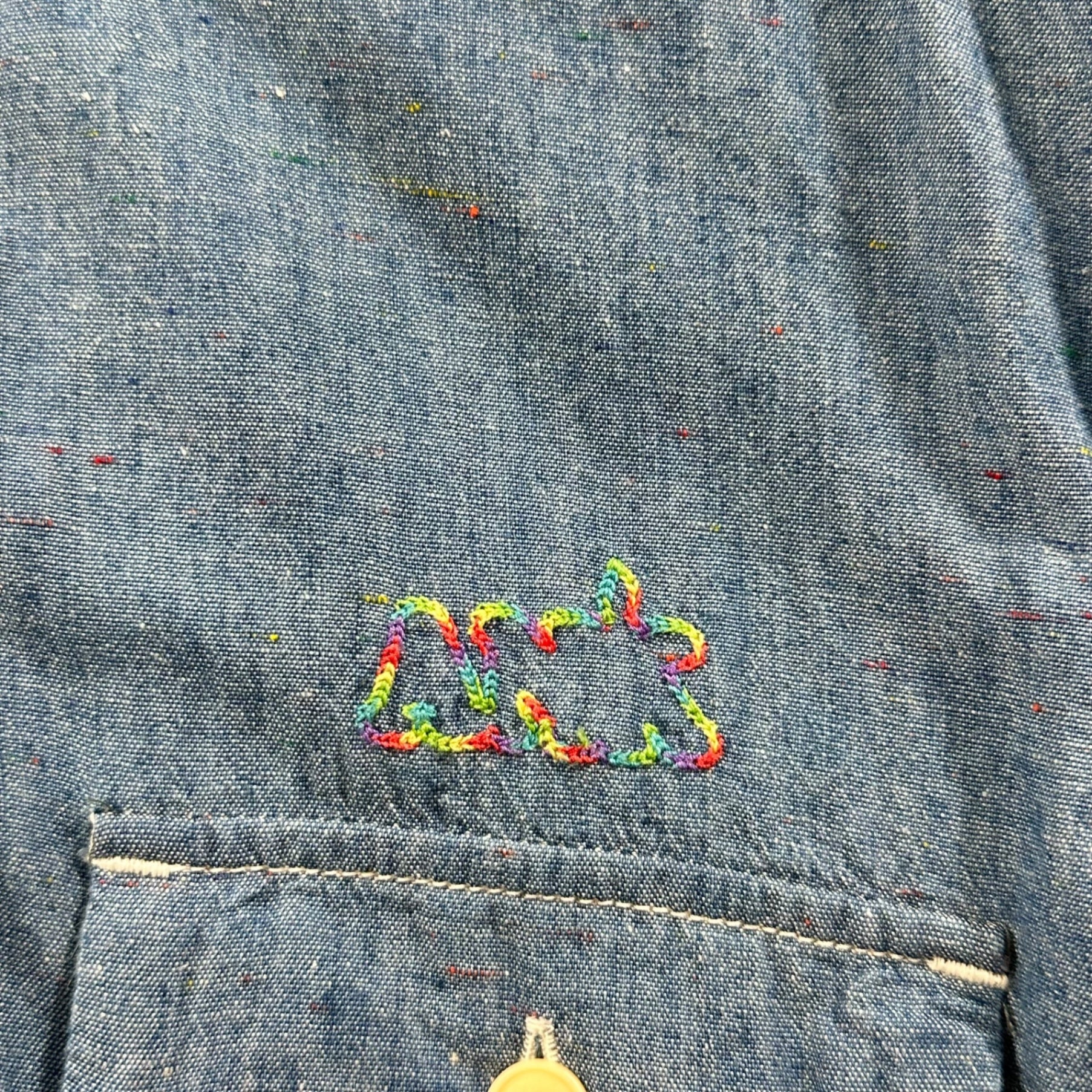 ANOKHA(アノーカ) 00's Let It Ride Embroidered L/S Shirt レットイットライド 刺繍 長袖 シャツ M インディゴ×イエロー