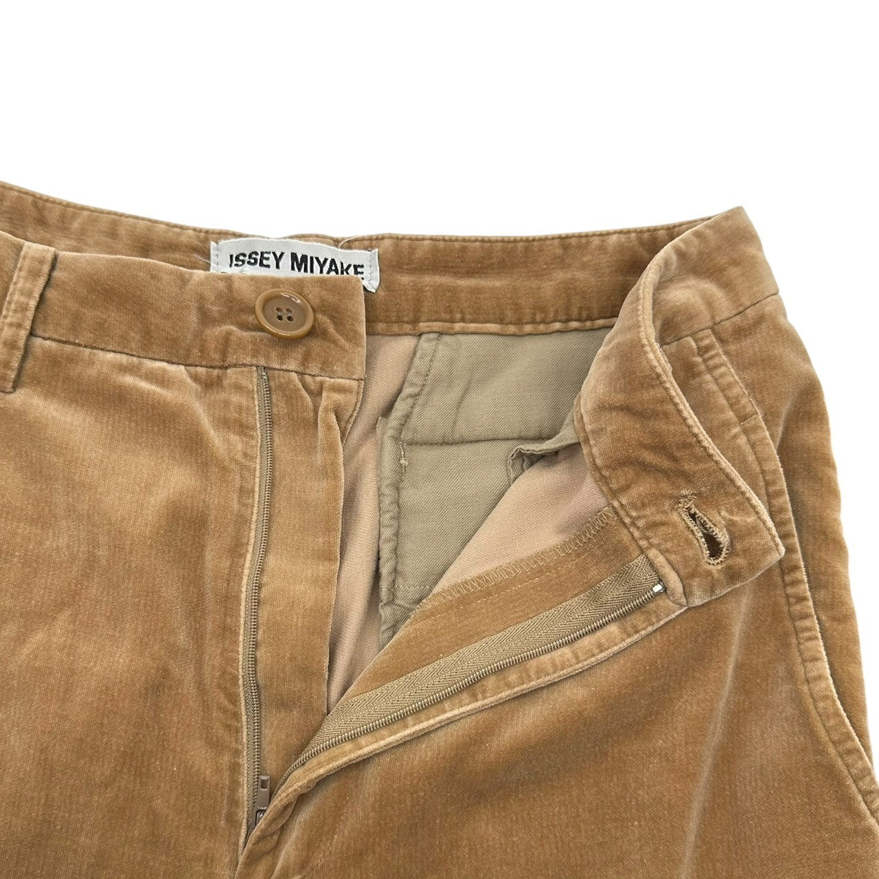 ISSEY MIYAKE(イッセイミヤケ) 90's Velour tight straight pants ベロア タイト ストレート パンツ IM63-FF126 M ベージュ