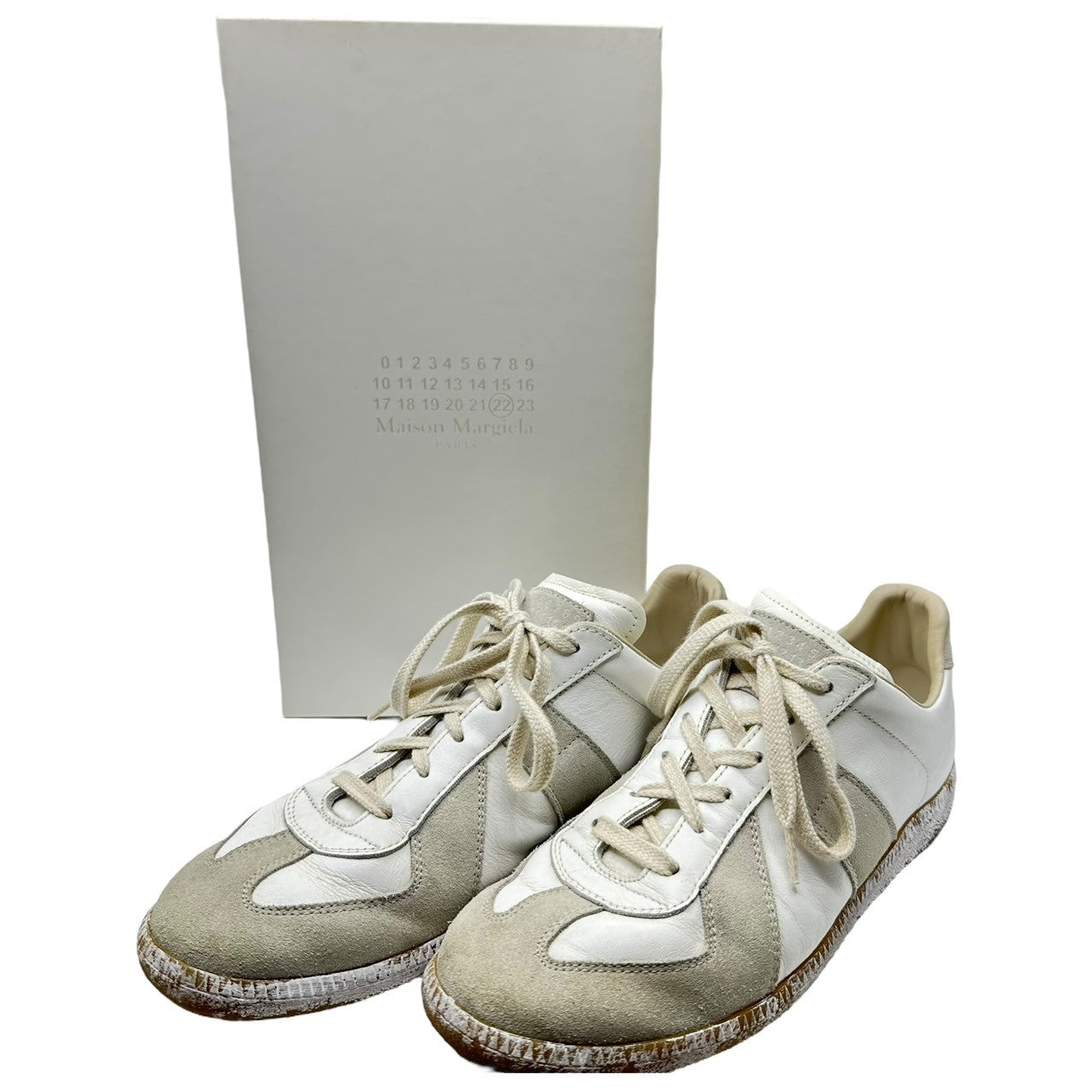 MAISON MARGIELA(メゾンマルジェラ) 22AW Sole Vintage Replica German Trainer ソール ペンキ 加工 ジャーマン トレーナー S37WS0562 41(26cm程度) ホワイト×グレー ローカット スニーカー 箱付