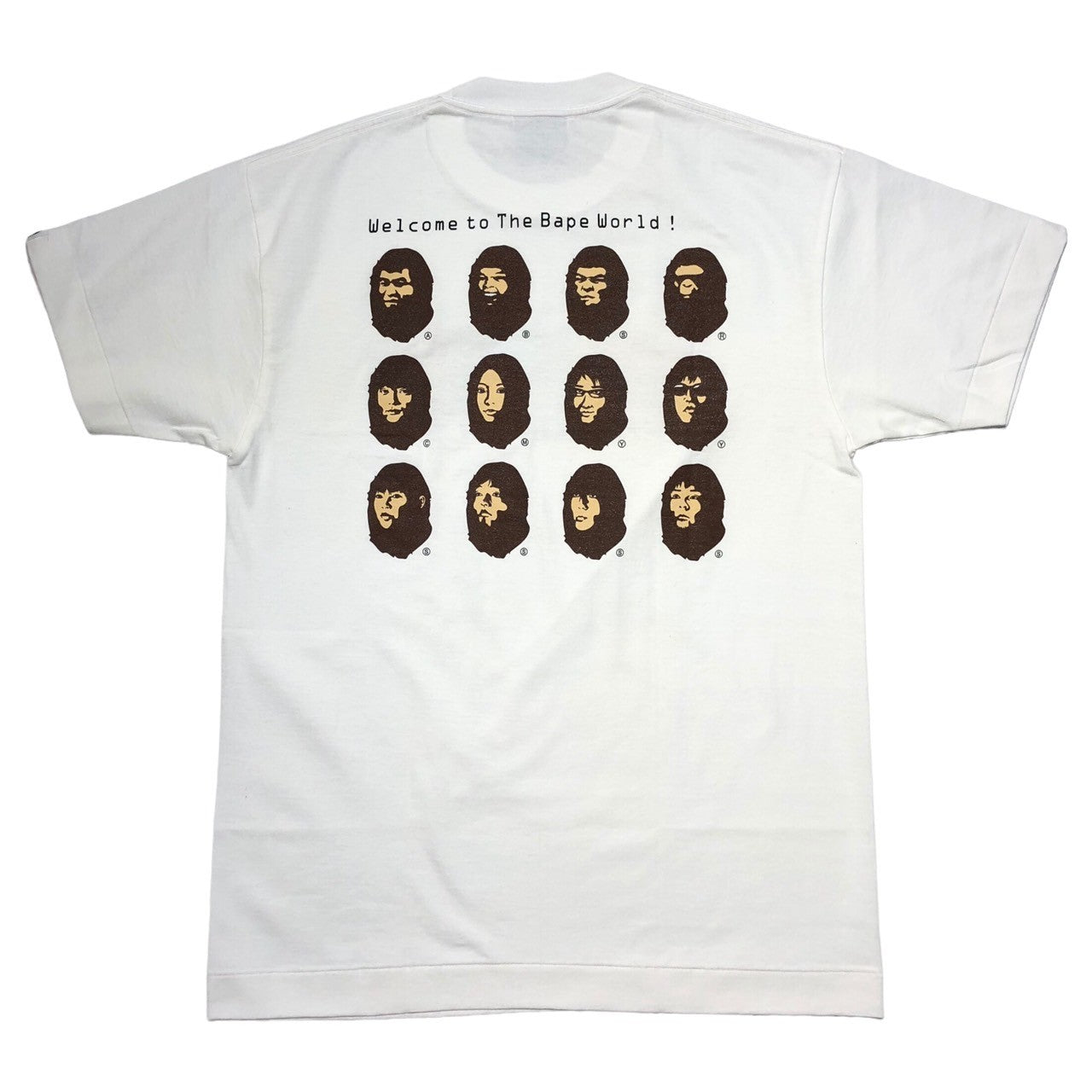 A BATHING APE(アベイシングエイプ) 90's BAPE HEADS SHOW 1999 Tee プリント Tシャツ L ホワイト Welcome to The Bape World 90年代 アーカイブ