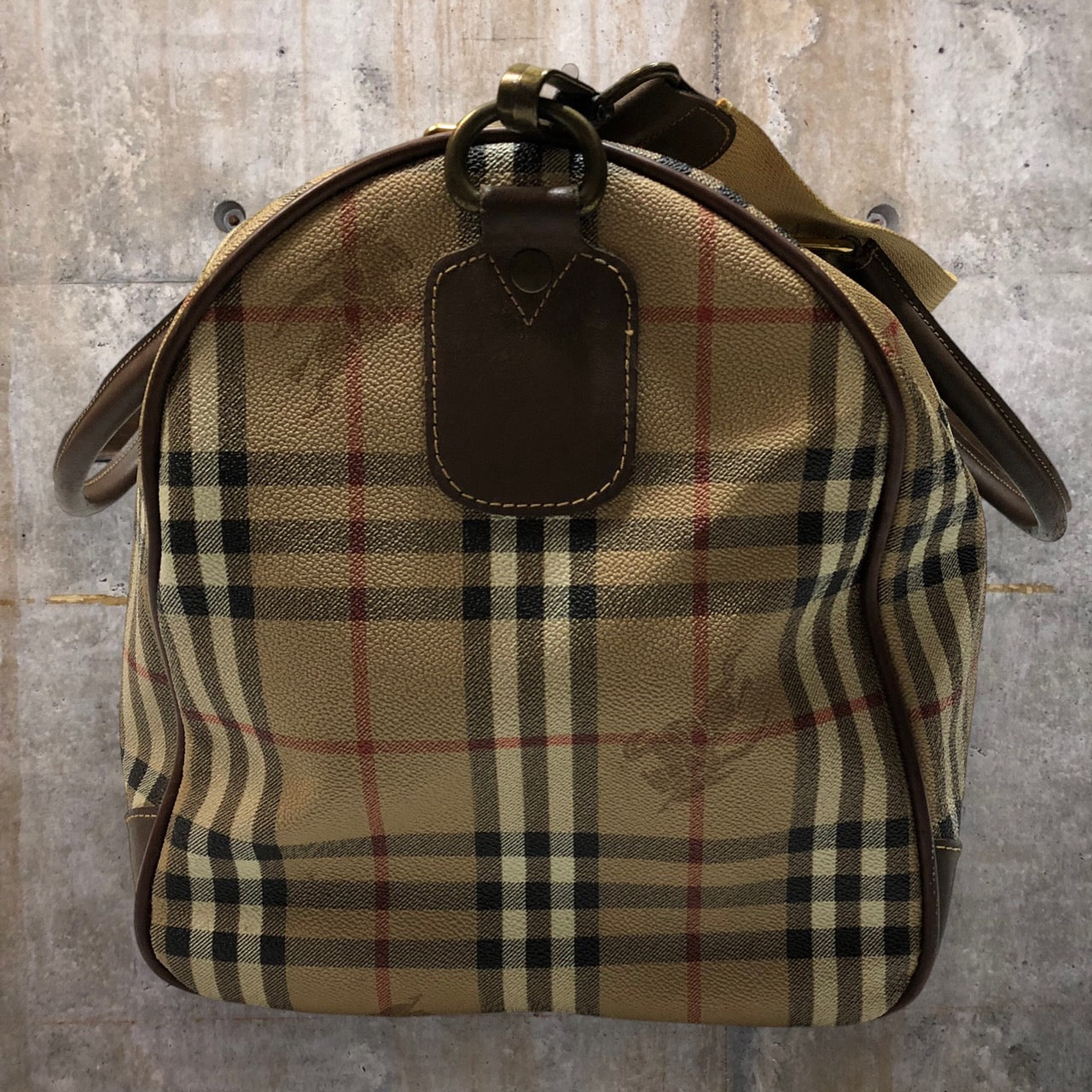 Burberrys(バーバリーズ) ロゴノヴァチェックボストンバッグ/旅行鞄/ショルダーストラップ付 ベージュ×ブラウン