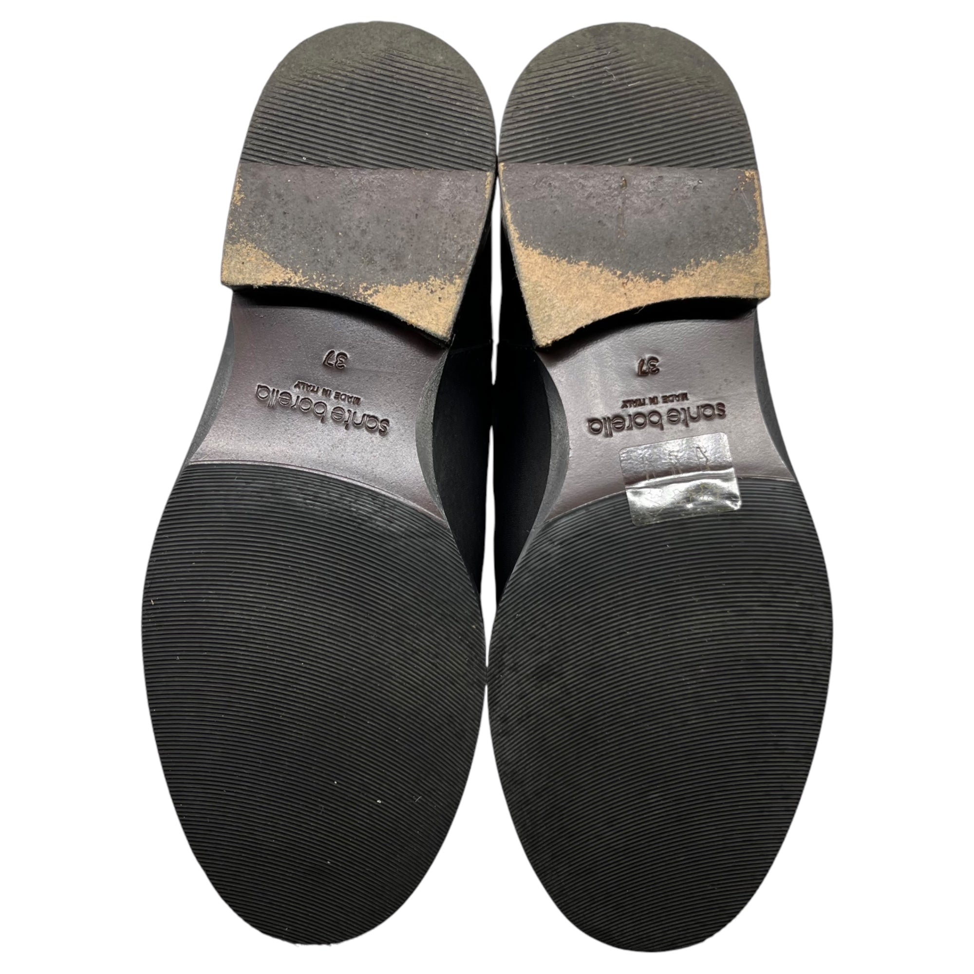 SANTE BORELLA(サンテボレラ) リアル レザー バック ステッチ ジョッキー ブーツ 37(23.5~24cm程度) ブラック ロング 本革