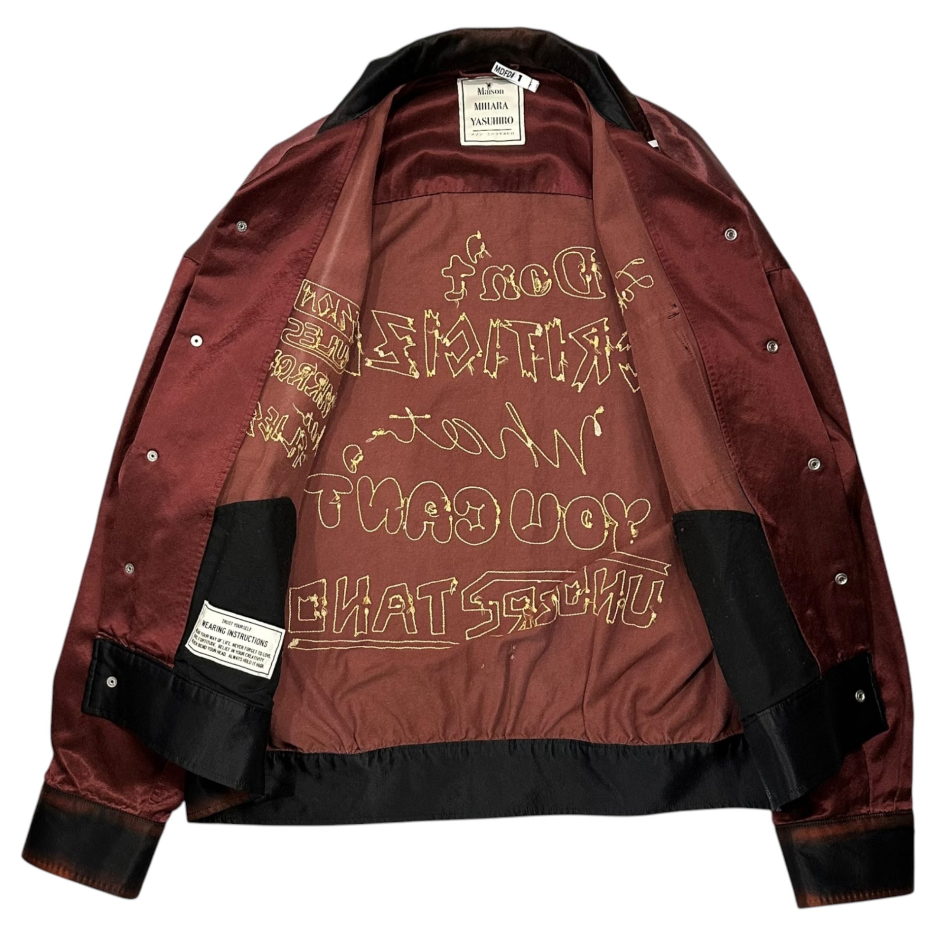 Maison MIHARA YASUHIRO(メゾンミハラヤスヒロ) 23AW CAR CLUB JACKET サテン カークラブ ジャケット J11BL062 46 ボルドー