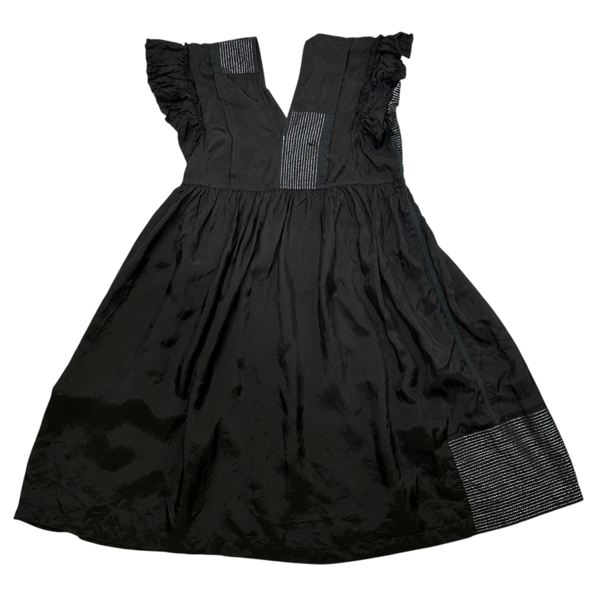 tricot COMME des GARCONS(トリココムデギャルソン) 08SS Silver Stitch Design Deformed Sleeve One Piece Dress シルバーステッチ デザイン 変形 スリーブ ワンピース TA-0013 S ブラック×シルバー AD2007