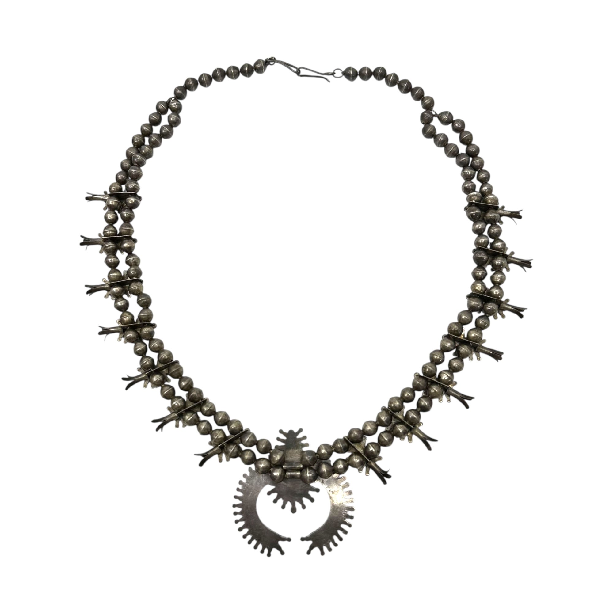 Indian jewelry(インディアン ジュエリー) Zuni Vintage Turquoise Naja Squash Blossom Necklace ズニ族 ヴィンテージ ターコイズ ナジャ スカッシュブロッサム ネックレス シルバー×ターコイズ