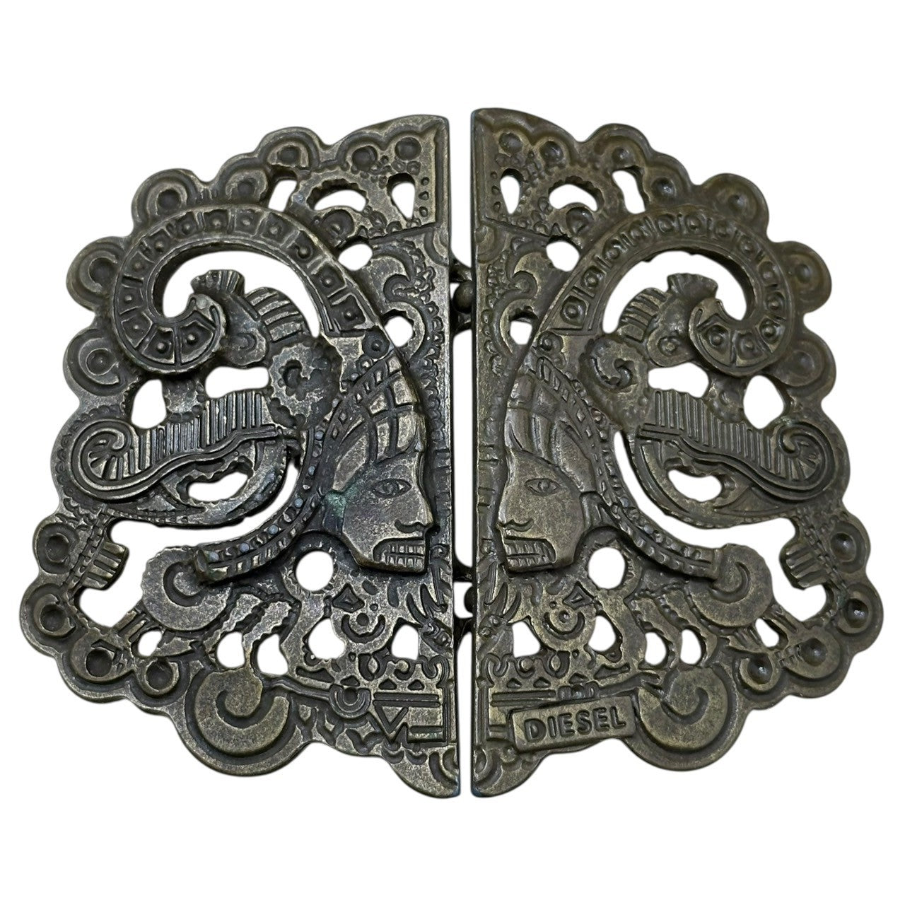 DIESEL(ディーゼル) 00's Ethnic buckle leather belt エスニック 民族調 バックル レザー ベルト Y2K アイボリー