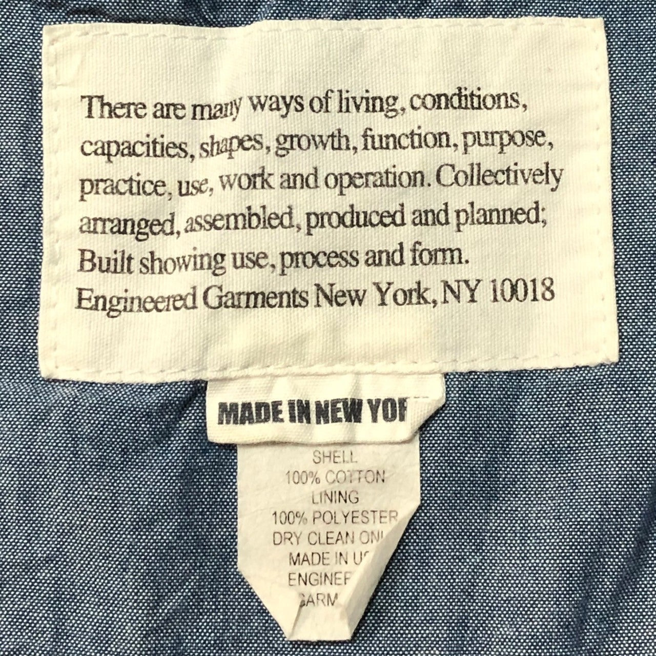 Engineered Garments(エンジニアードガーメンツ) chambray jacket シャンブレー テーラード ジャケット SIZE L ライトインディゴ