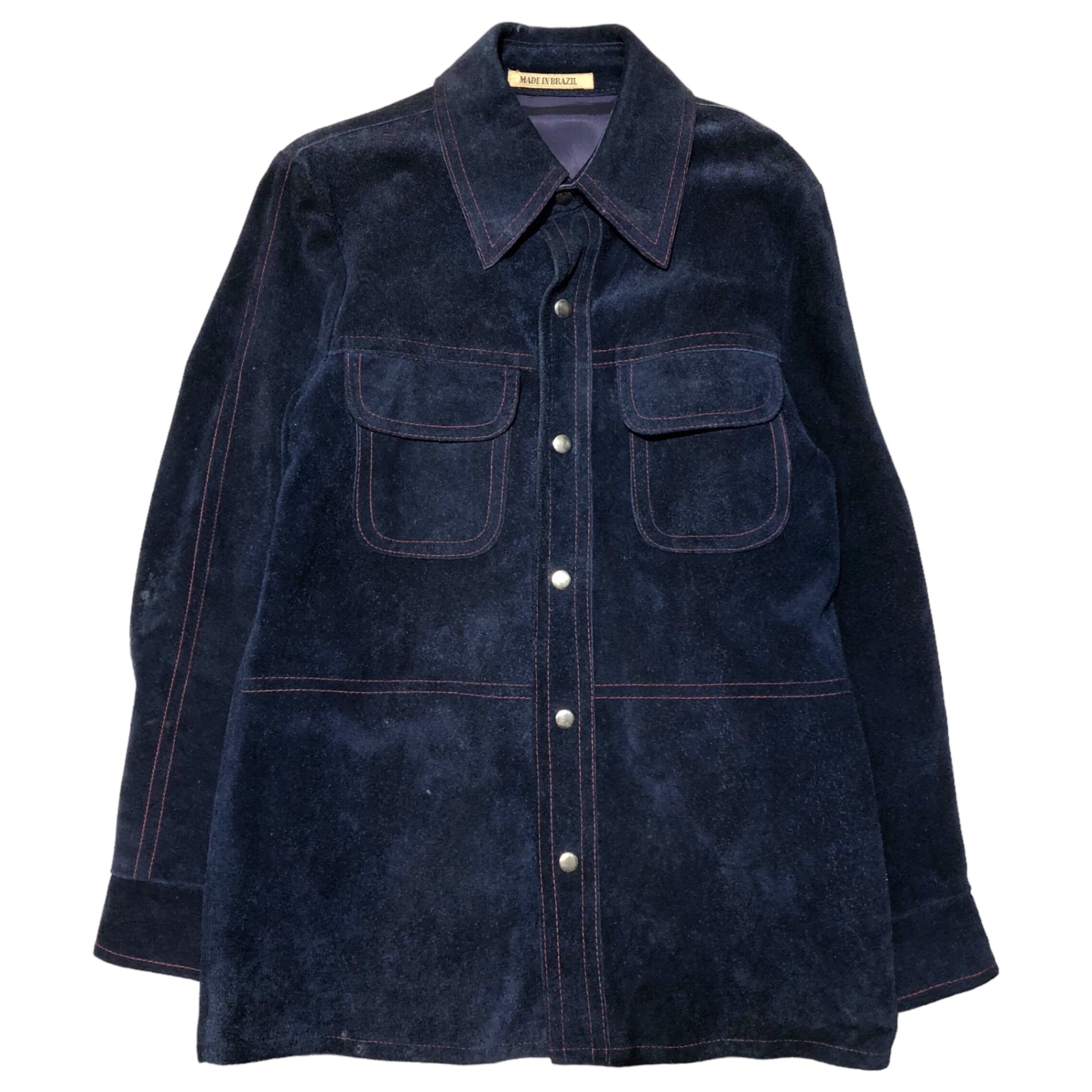 WILLIAM BARRY(ウィリアムバリー) 70's stitched suede jacket ステッチ スウェード ジャケット S ネイビー  styled by william barry 70年代 ヴィンテージ シャツ