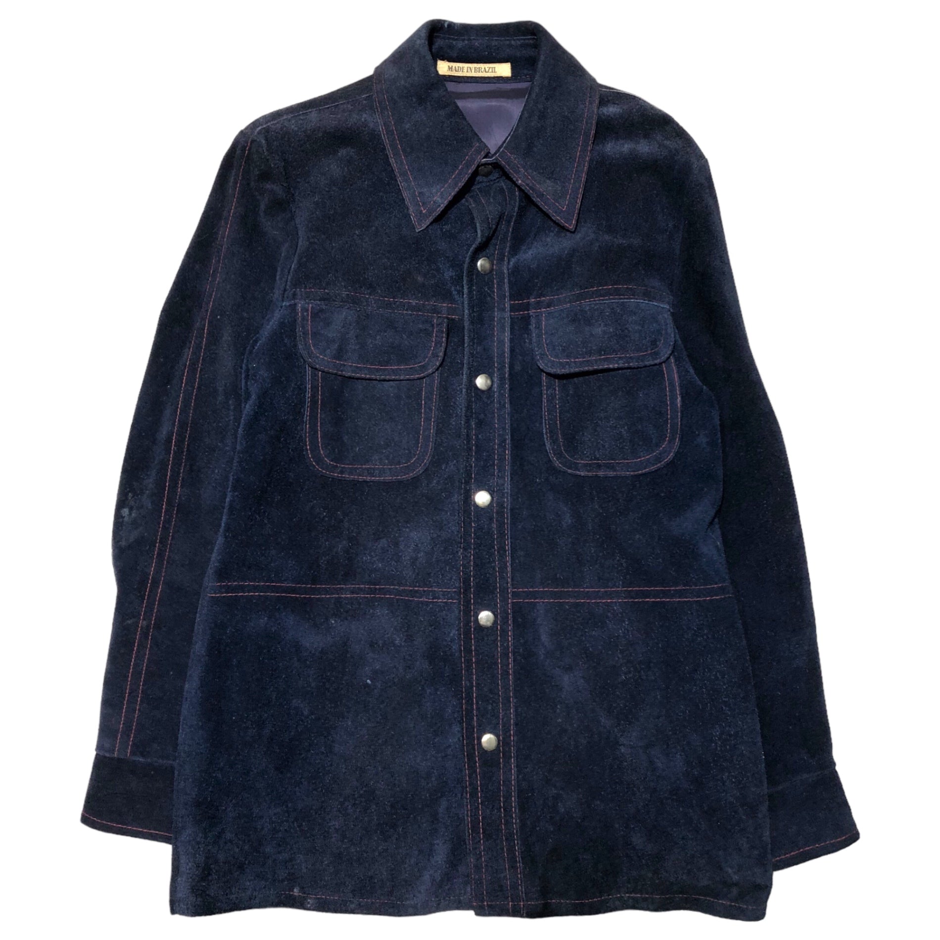 WILLIAM BARRY(ウィリアムバリー) 70's stitched suede jacket ステッチ スウェード ジャケット S ネイビー styled by william barry 70年代 ヴィンテージ シャツ