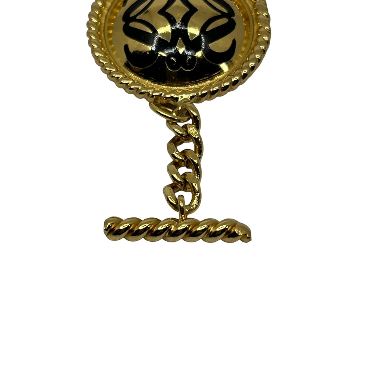 LOEWE(ロエベ) vintage anagram bracelet/ヴィンテージアナグラムロゴチェーンブレスレット/大ぶり/Tバー ゴールド×ブラック