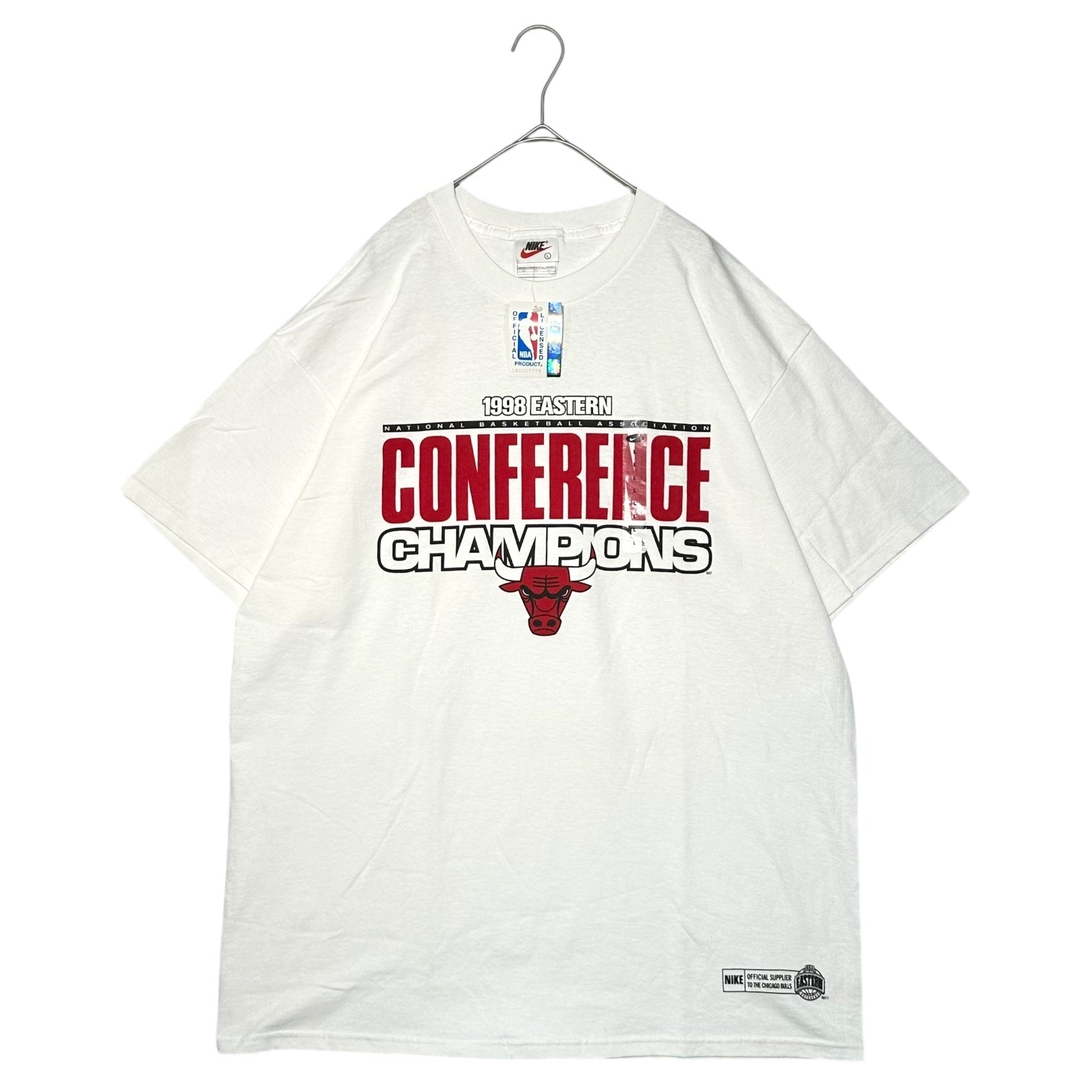 NIKE(ナイキ) 1998 EASTERN CONFERENCE CHAMPIONS Chicago Bulls Tee シカゴ ブルズ Tシャツ L ホワイト 90’s 90年代 ヴィンテージ デッドストック NBA