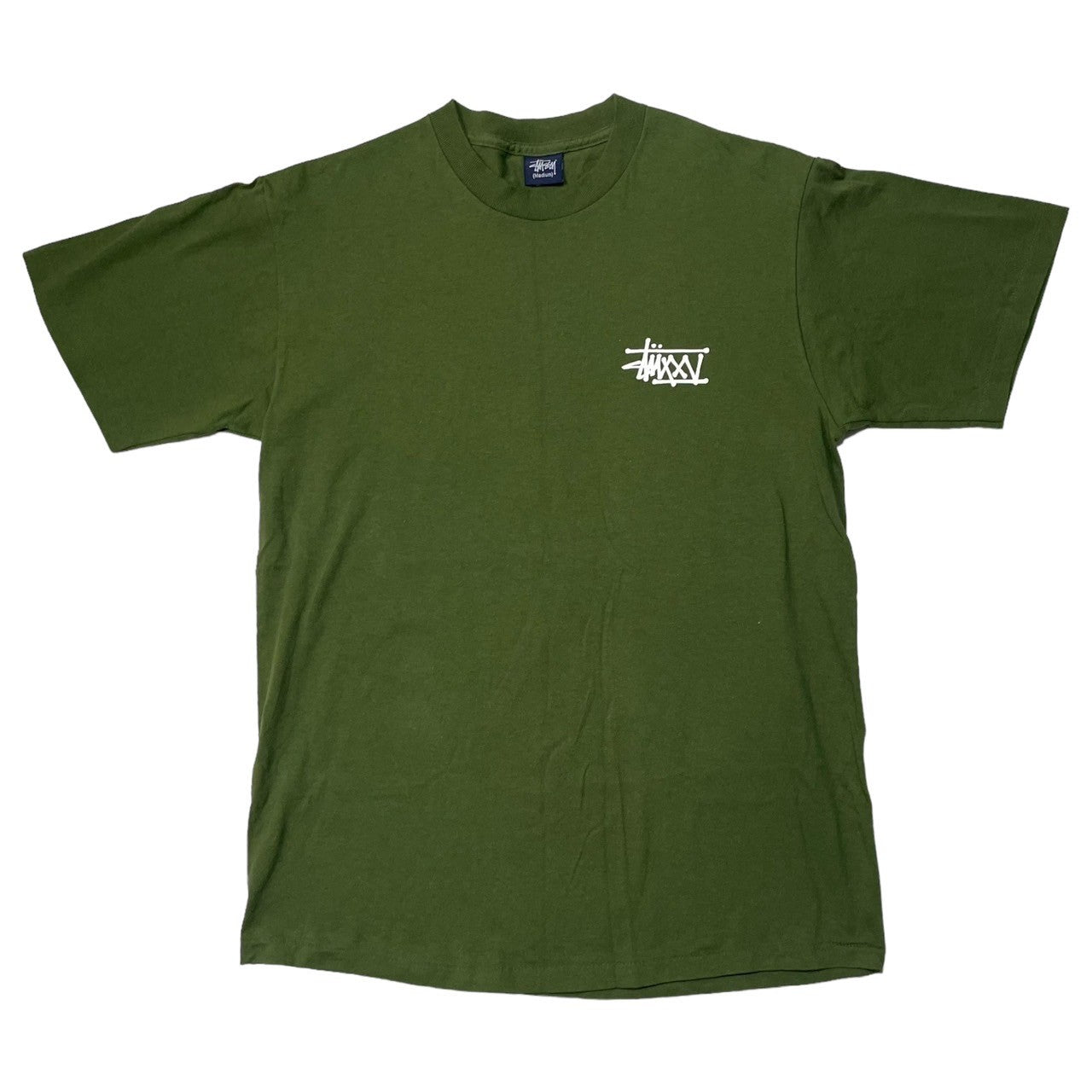 STUSSY(ステューシー) 90's~00's World tour Tシャツ ワールドツアー 紺タグ SIZE M カーキ×ホワイト 90~00年代 OLD STUSSY