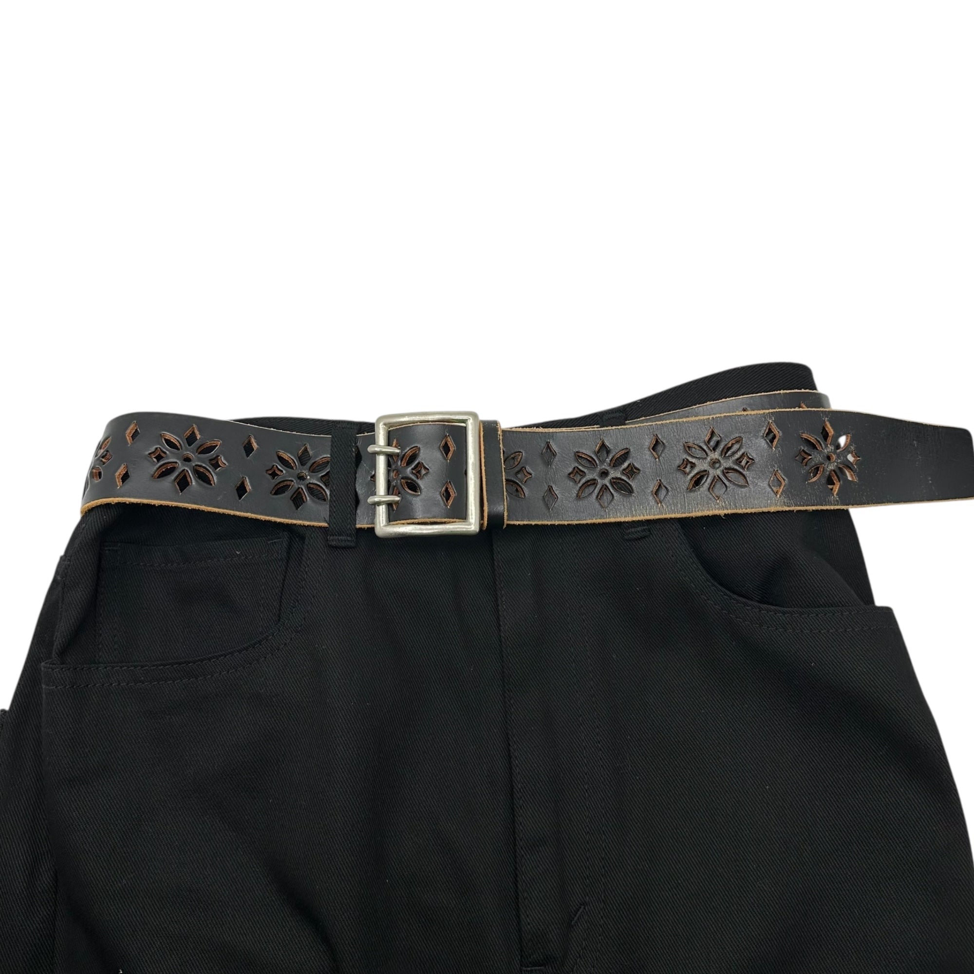 Y's(ワイズ) Flower Punching Leather Belt フラワー パンチング レザー ベルト YB-F06-773 ブラック