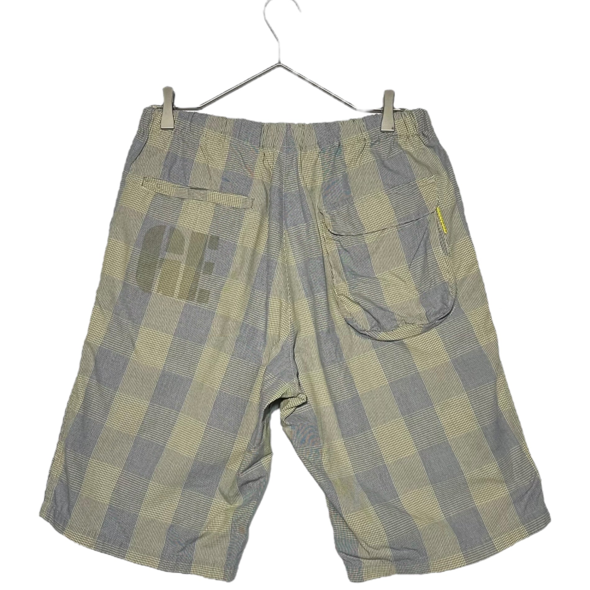 GOODENOUGH(グッドイナフ) 90~00's Cotton Check Half Pants コットン チェックハーフ パンツ M グレー×イエロー