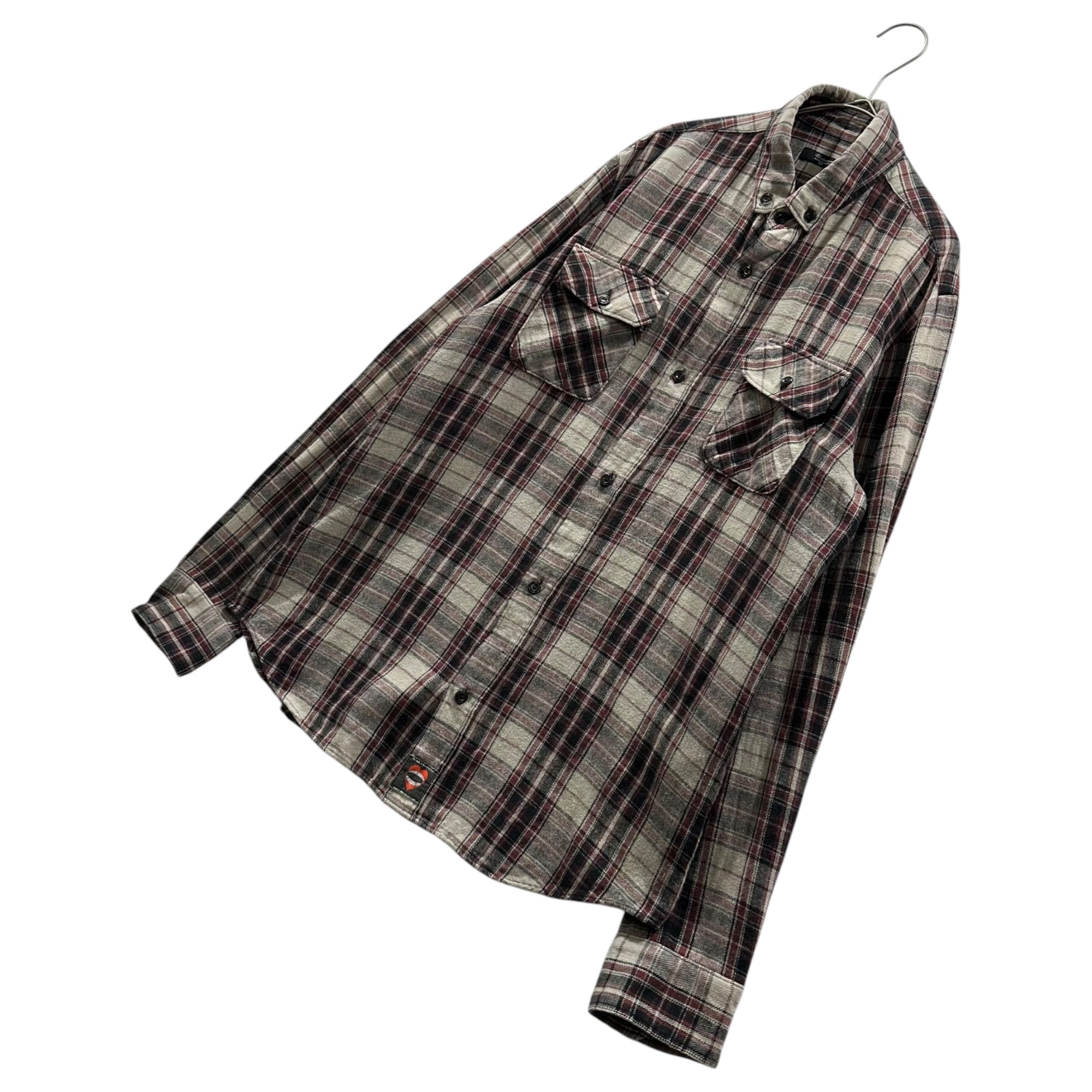 UNDERCOVERISM(アンダーカバイズム) 2008AW Zip-Sleeve Plaid Flannel Shirt 袖ジップ チェック フランネル シャツ B4409 2 ベージュ×レッド ネルシャツ
